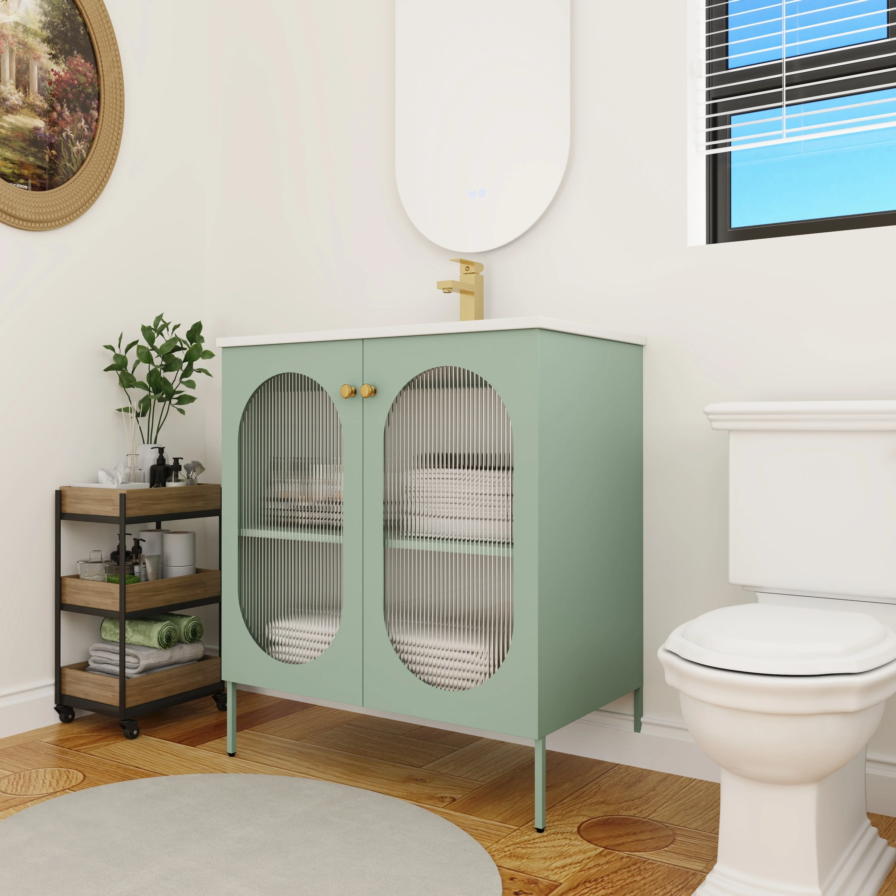 BNK 24/30 inch Freestanding Single Sink Bathroom Vanity with Soft Close Door and 1 adjustable shelf