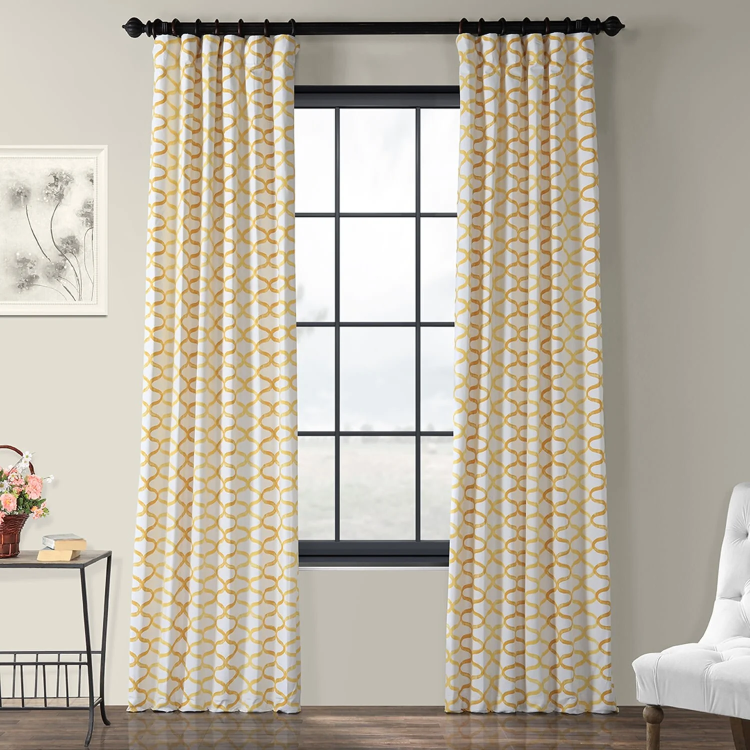 Exclusive Fabrics Illusions Geometric Grace Cotton Room Darkening Curtain (1 Panel)