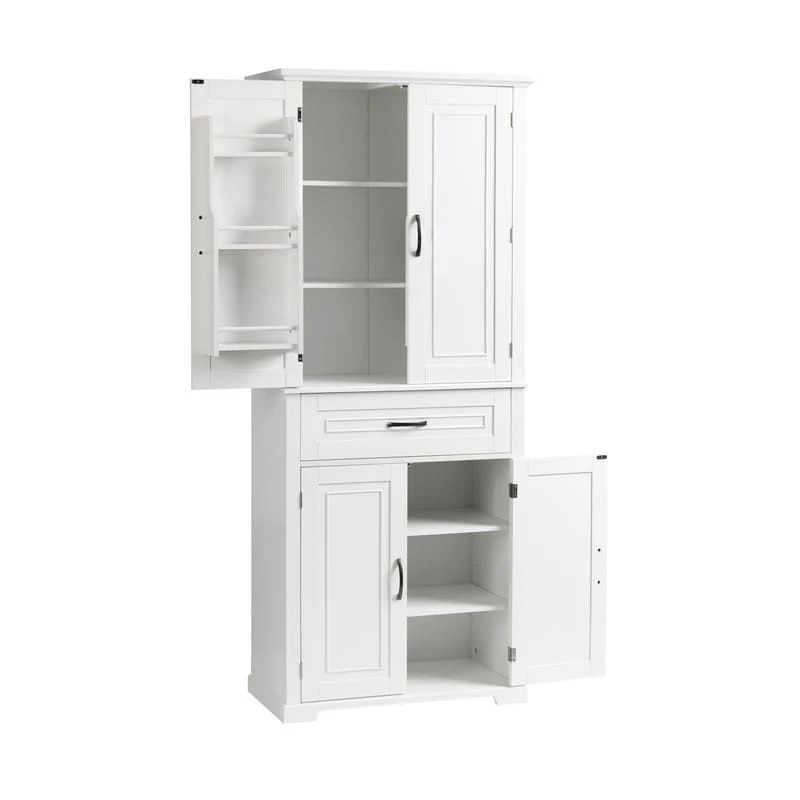Bathroom Floor Cabinet, Freestanding Storage Cabinet with Doors and Drawer, Kitchen Cupboard with Adjustable Shelf