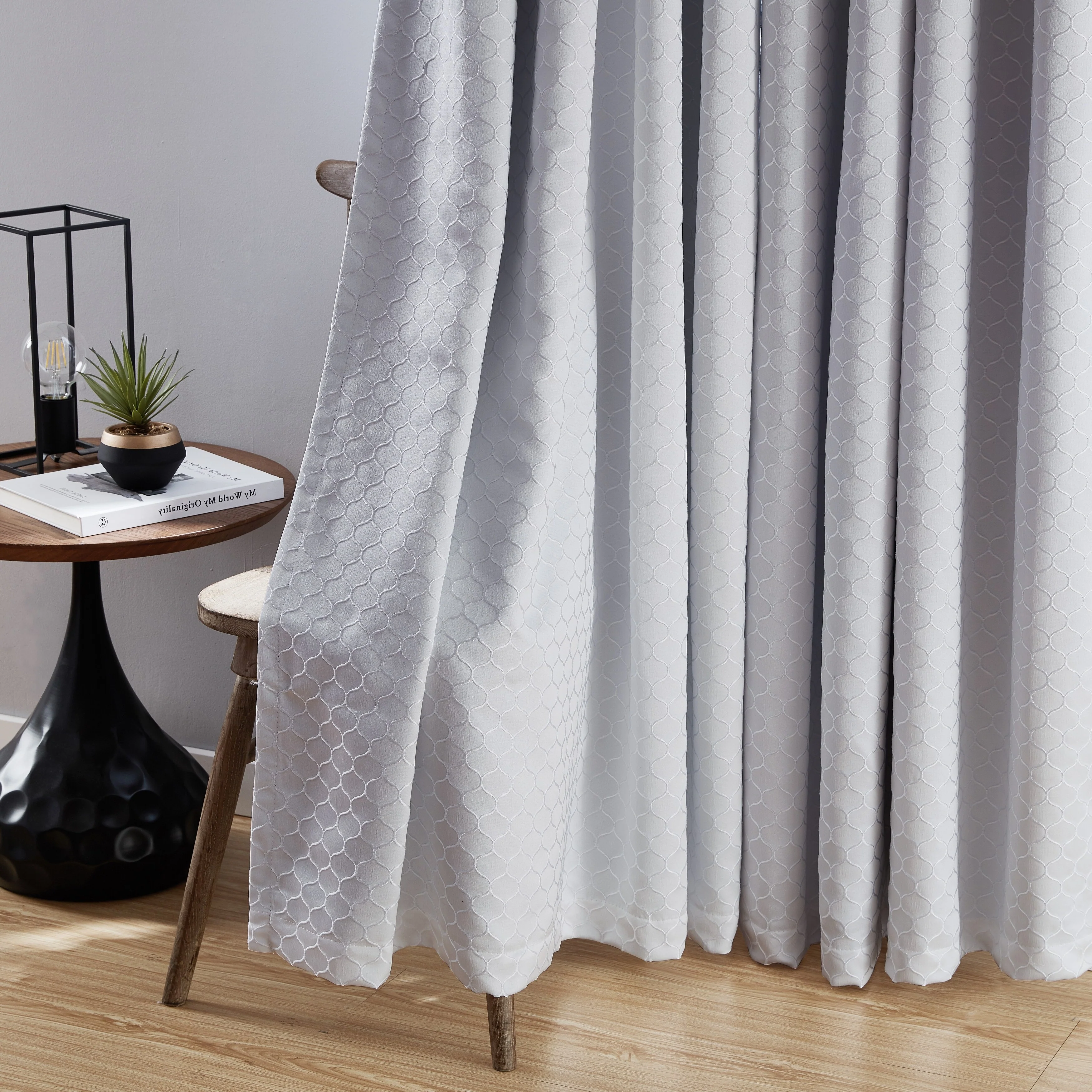 HLC.me Sienna Pattern 100% Complete Blackout Thermal Insulated Double Layer Window Curtain Grommet Panels, Set of 2