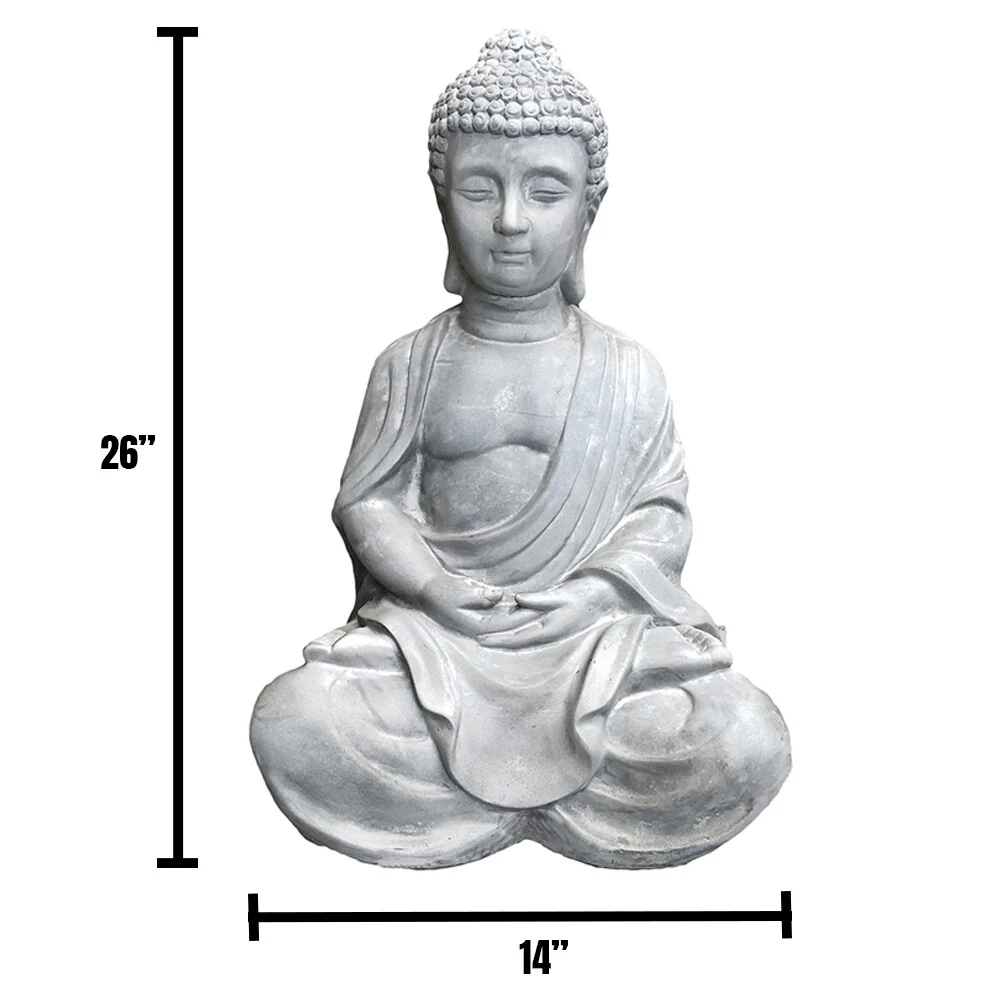 25.6-in. Lightweight Concrete Meditating Buddha Statue