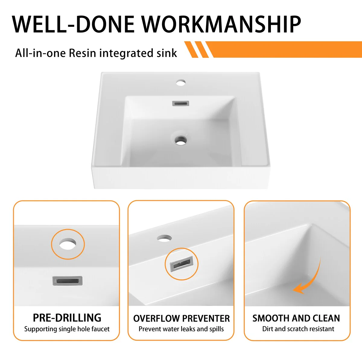 Bathroom Vanity With Sink In 24/30/36 Inch, Floating Bathroom Vanity with Soft Close Door