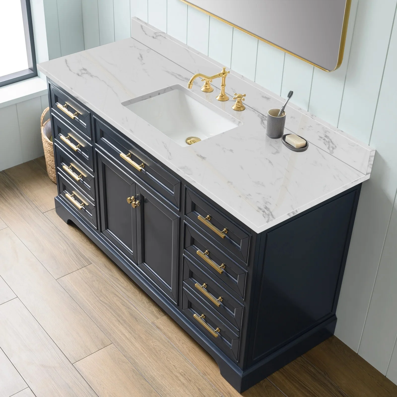 PROOX Cultured Marble Bathroom Vanity Top Backsplash Sidesplash