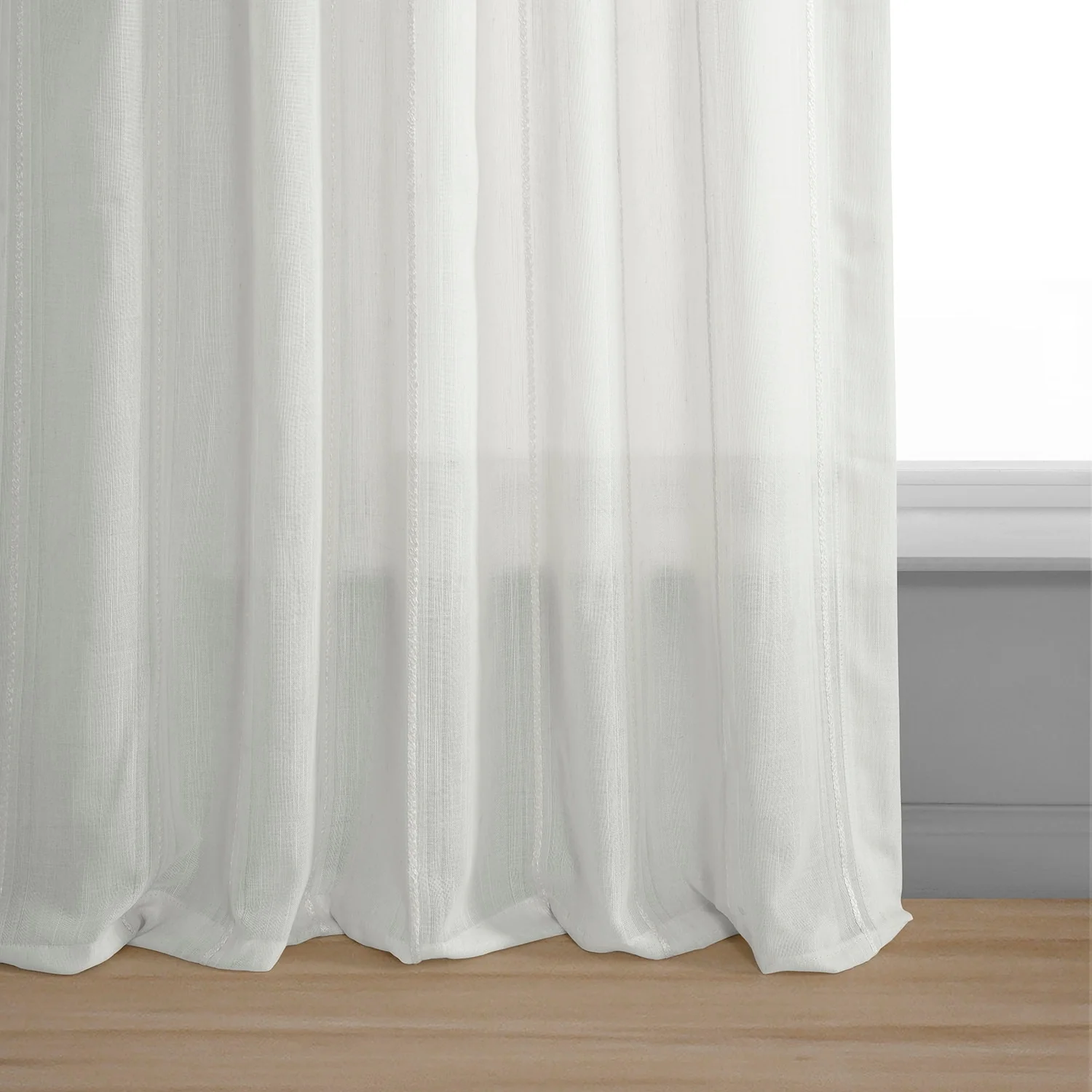 Exclusive Fabrics Aruba Striped Linen Sheer Curtain (1 Panel)