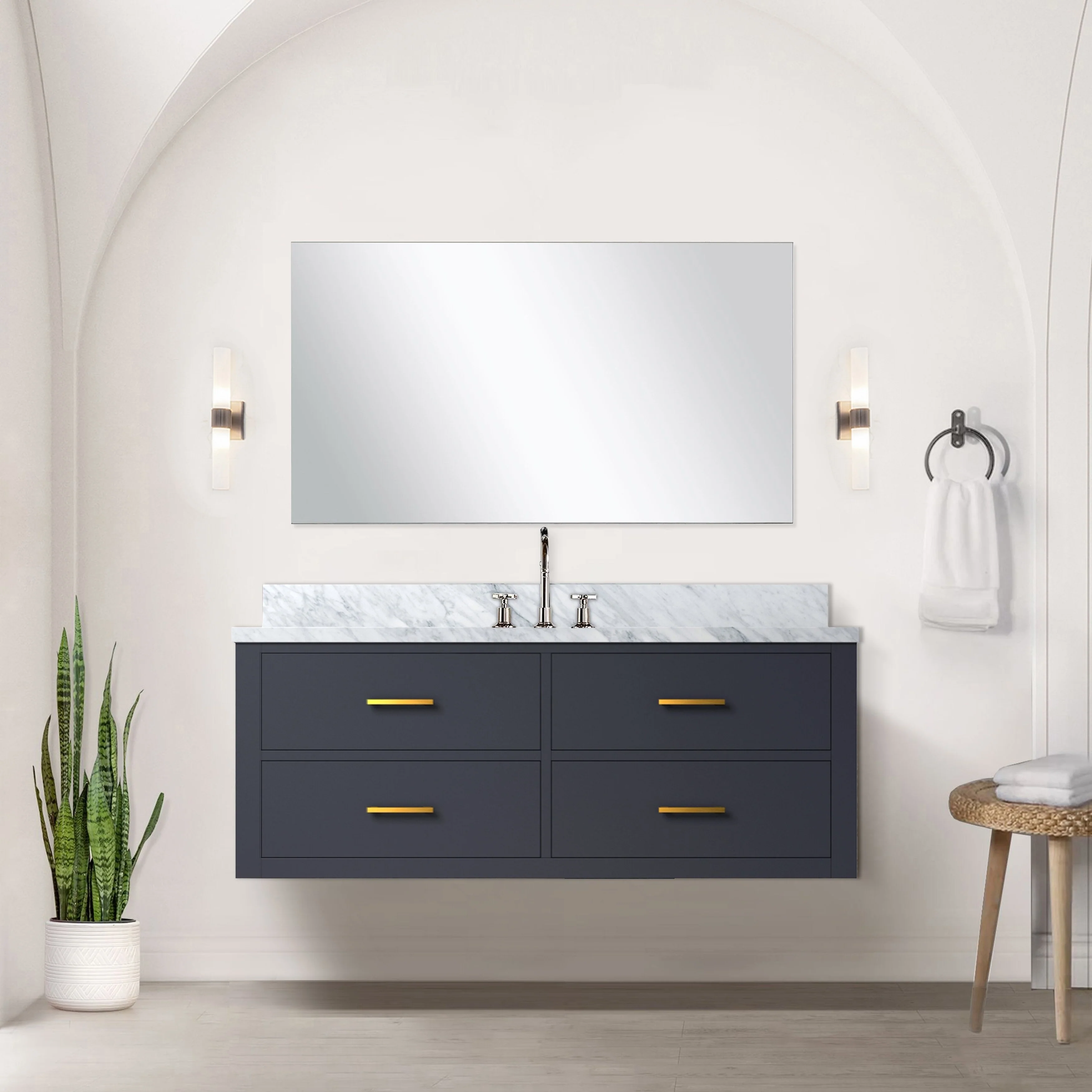 Castor Bath Vanity with Carrara Marble Top and Sink