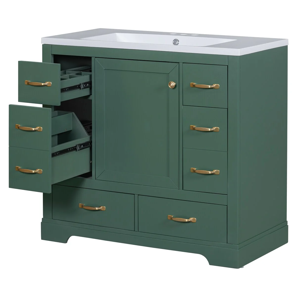 Bathroom Vanity Cabinet with Multi-Functional Drawer and Adjustable Shelf