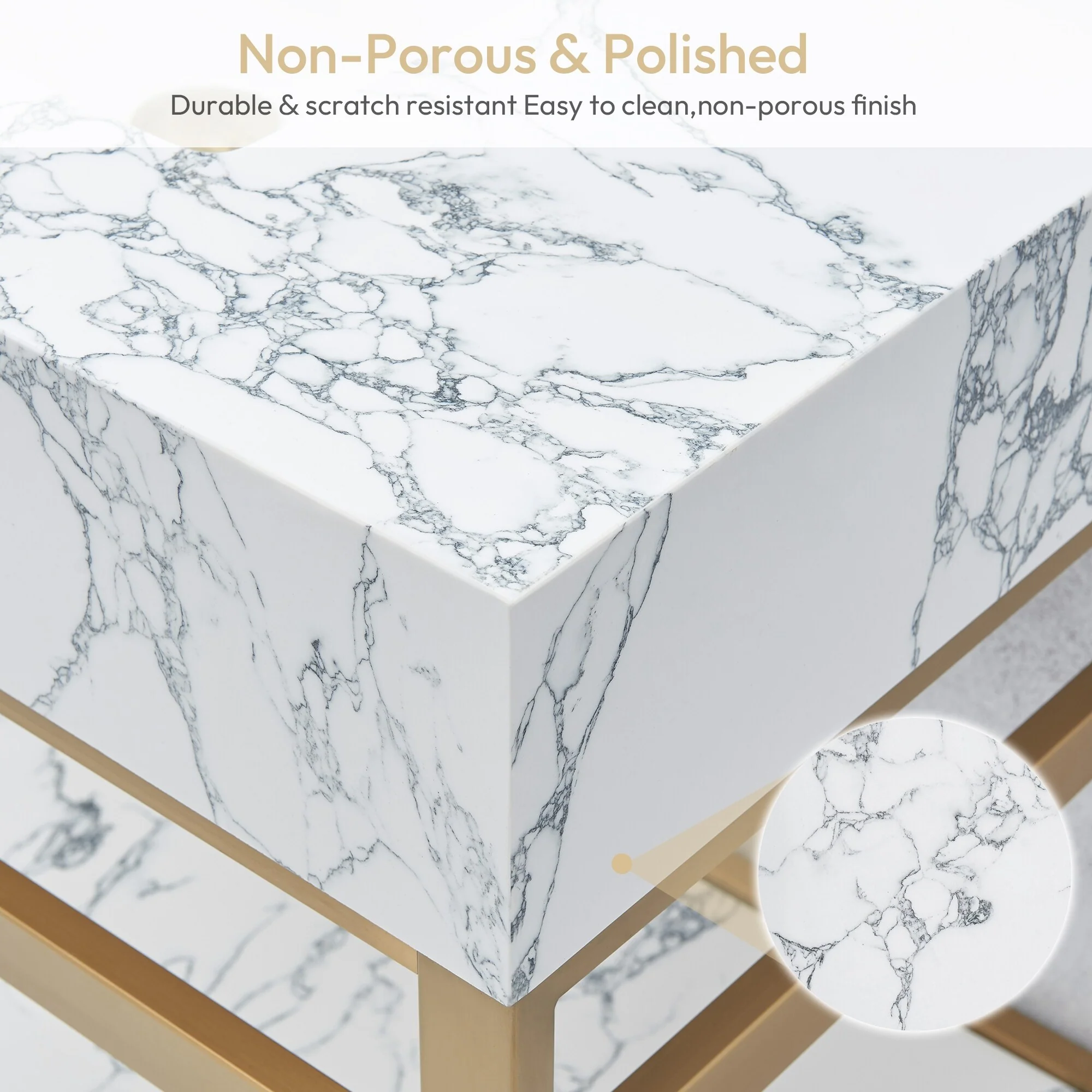 Ecija Bath Vanity, Metal Support with Composite Stone Top, no Mirror