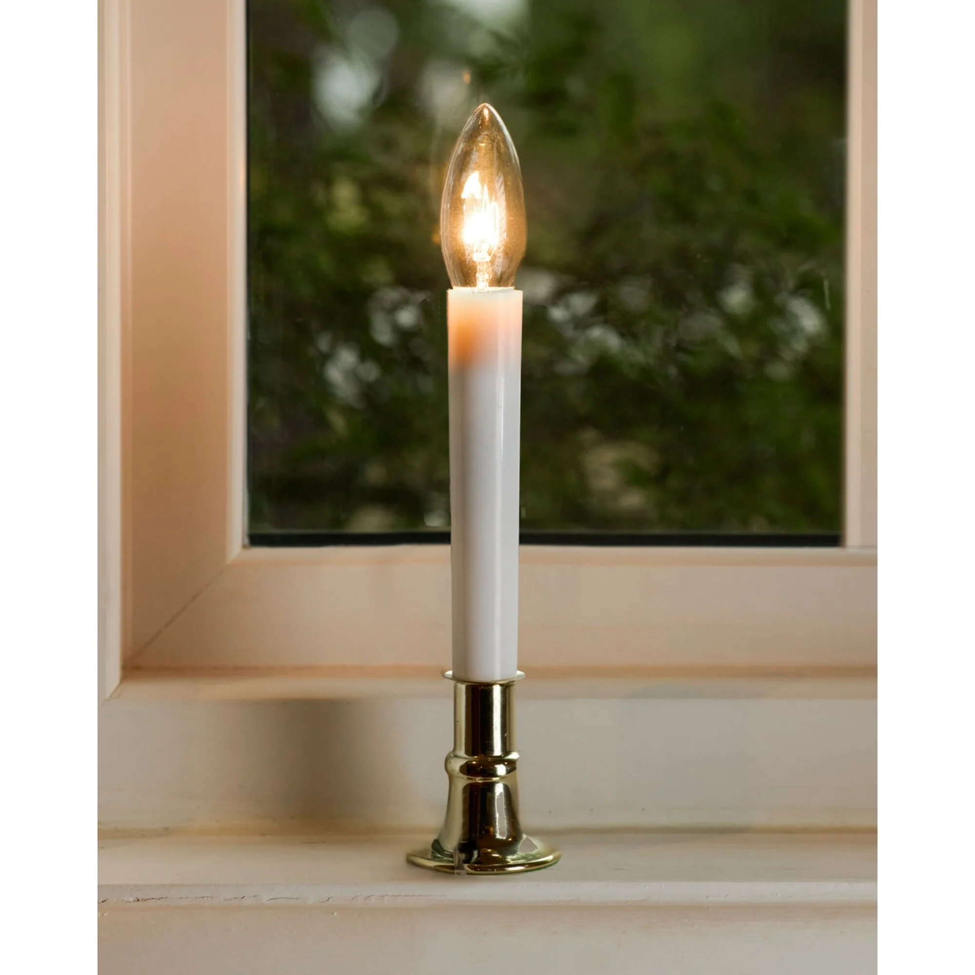 Lighted Window Candles with Brass Base - 9