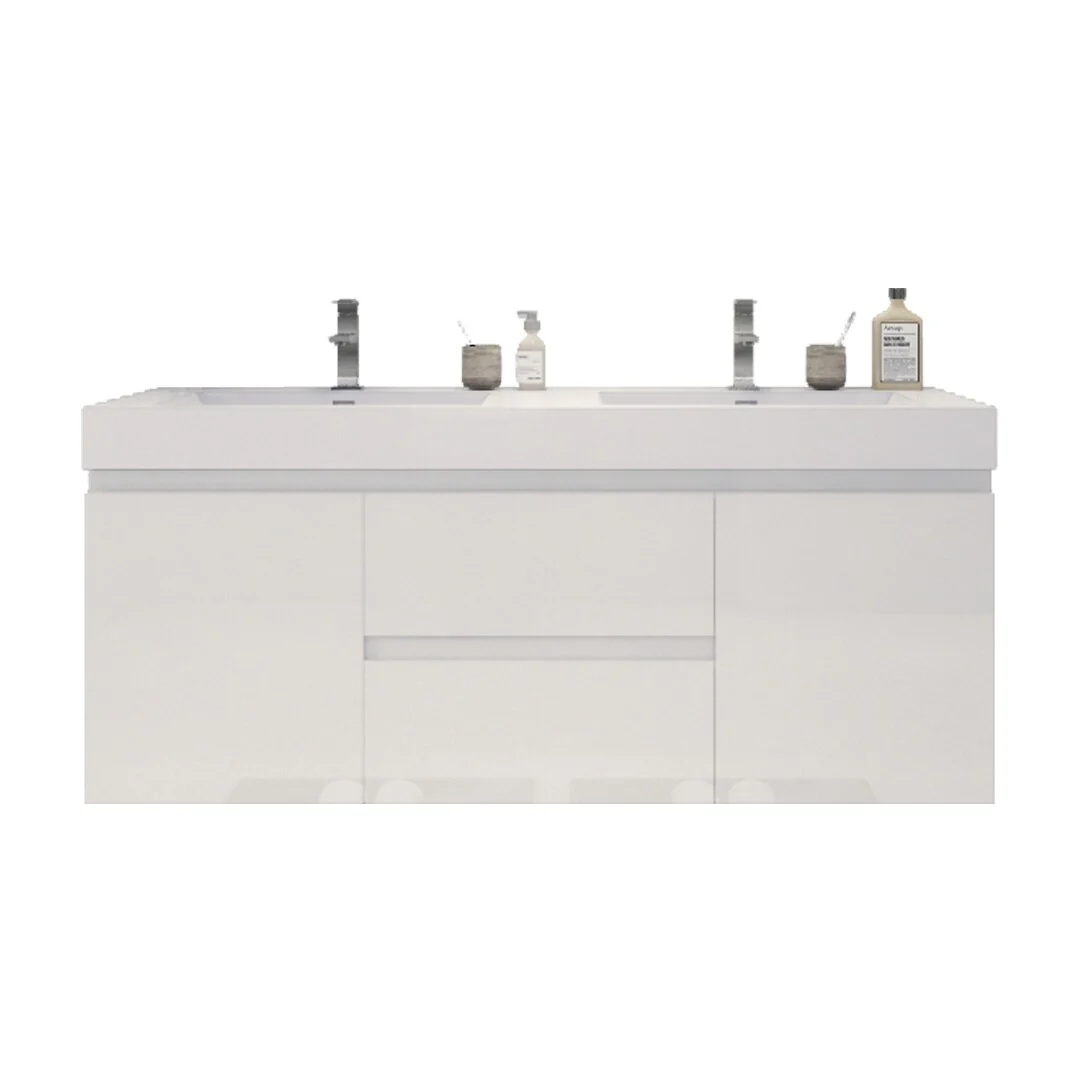 Baillie 60'' Wall-Mounted Vanity with Double Reinforced Acrylic Sink