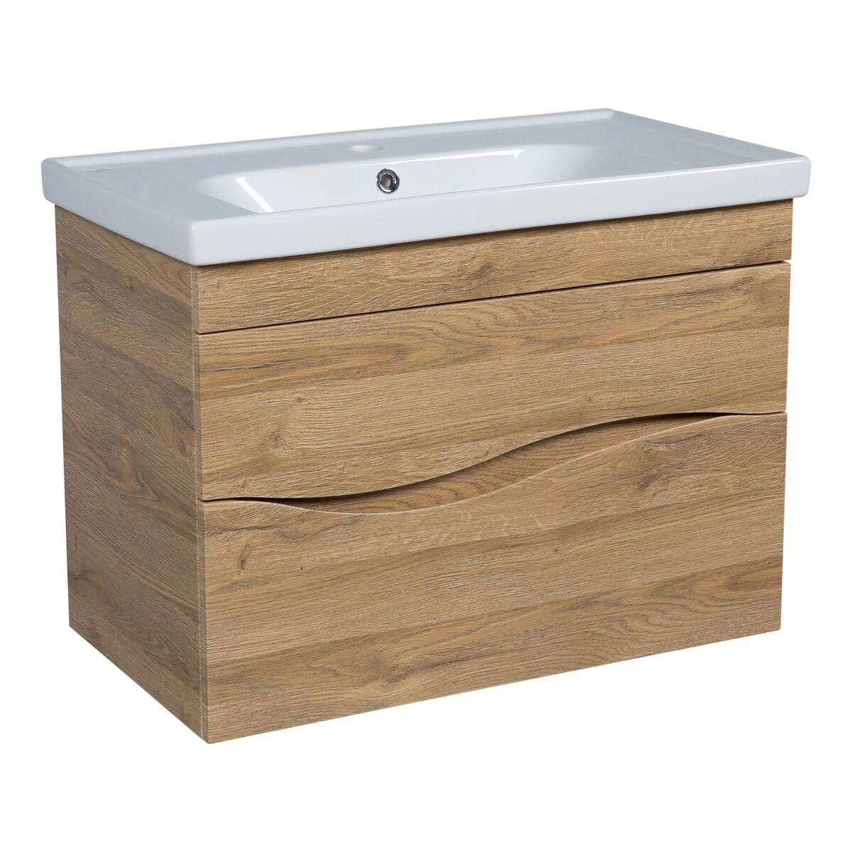 Modern Wall-Mounted Bathroom Vanity with Washbasin Wave Teak Natural Non-Toxic MDF-26