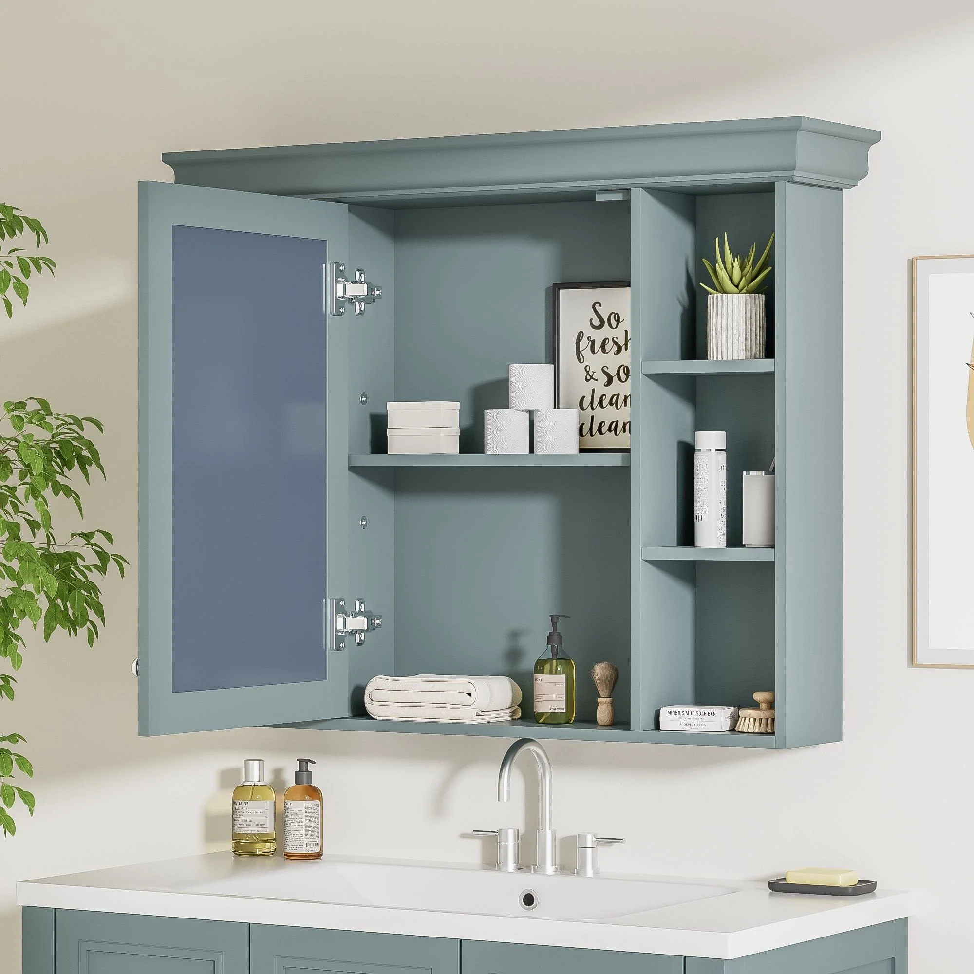 Wall Mounted Bathroom Storage Cabinet with Mirror Door