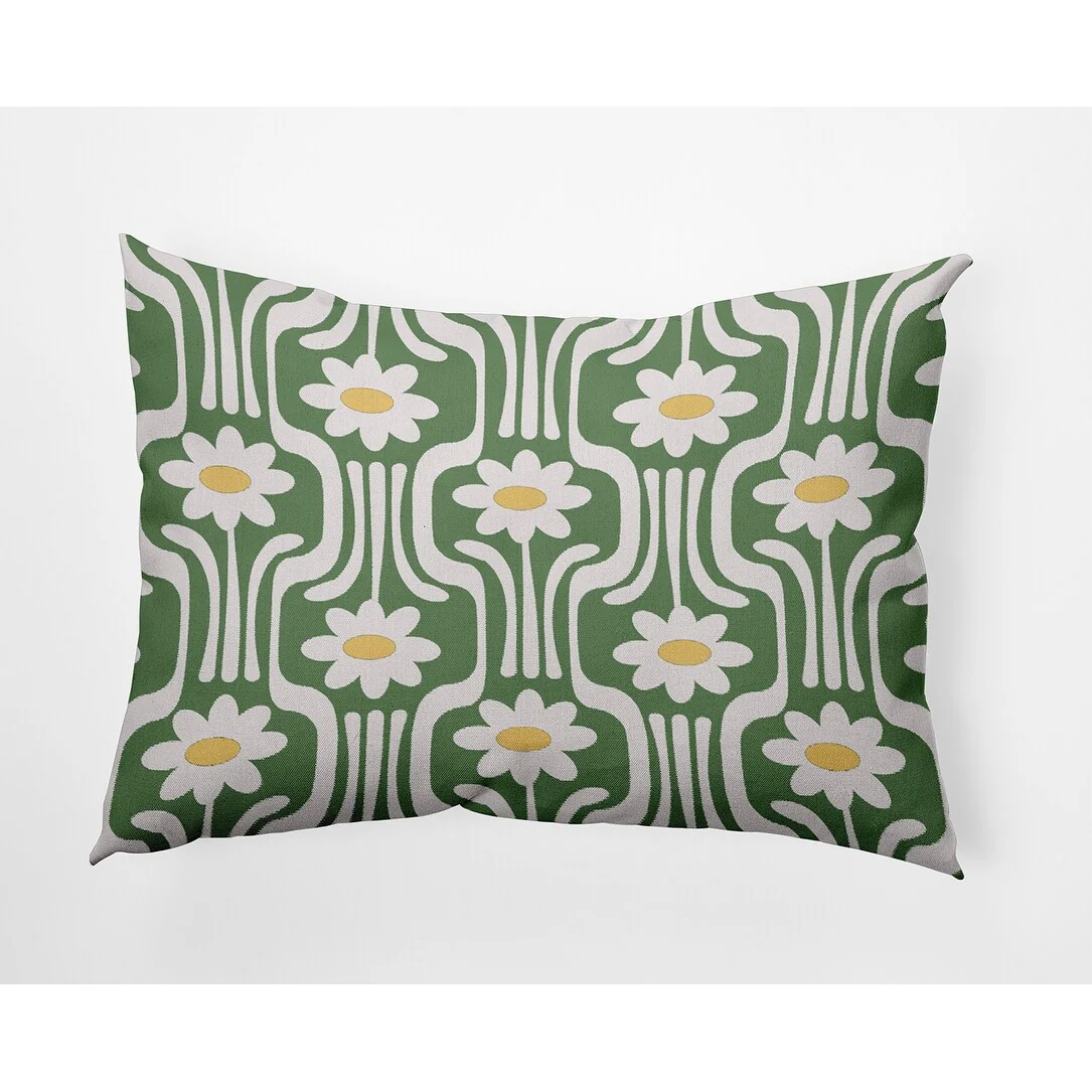 Daisys and Squiggles Indoor/Outdoor Throw Pillow