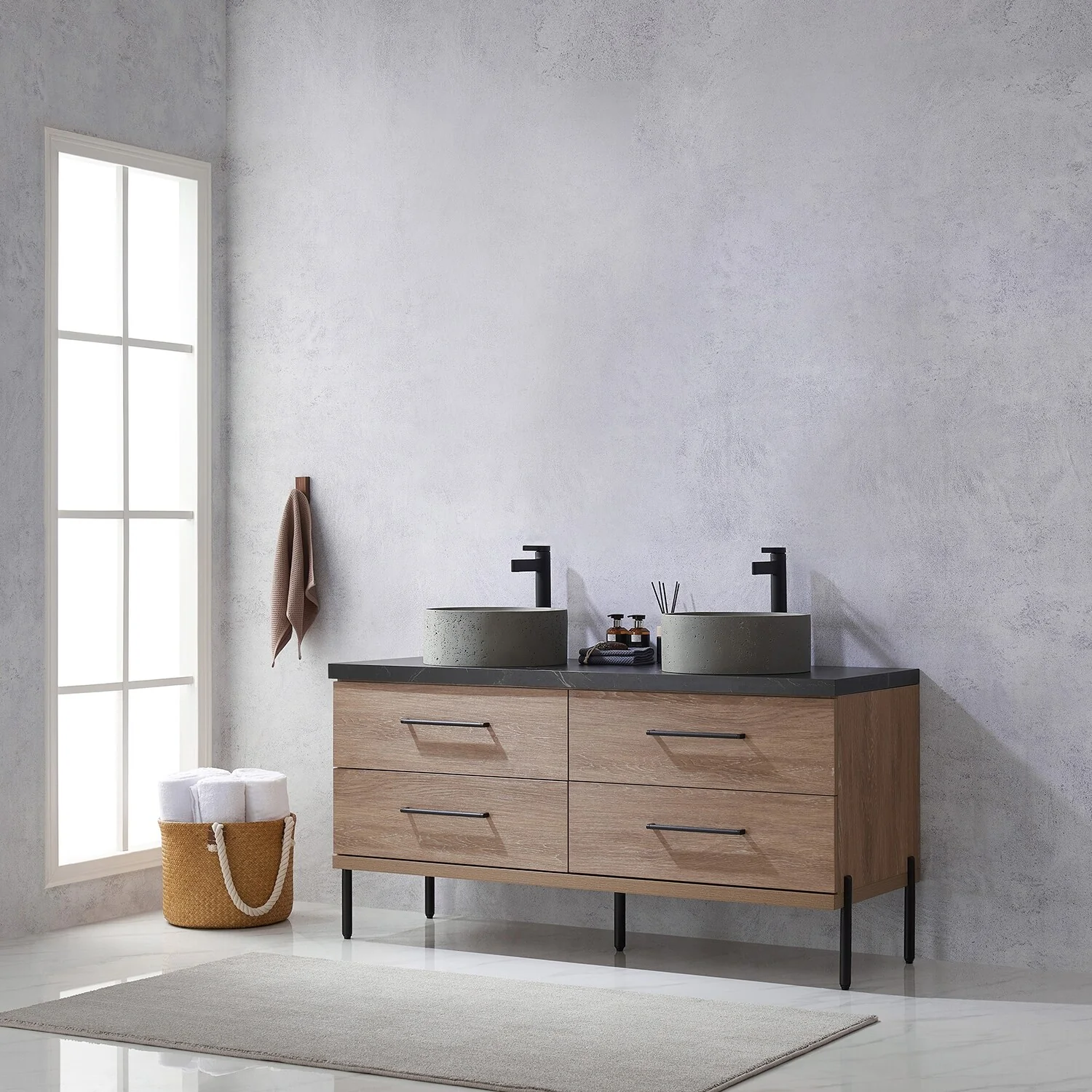 Trento Bath Vanity with Sintered Stone Top with Concrete Sink (R)