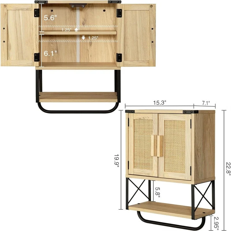 Wood Wall Mounted Storage Cabinet - 7.1