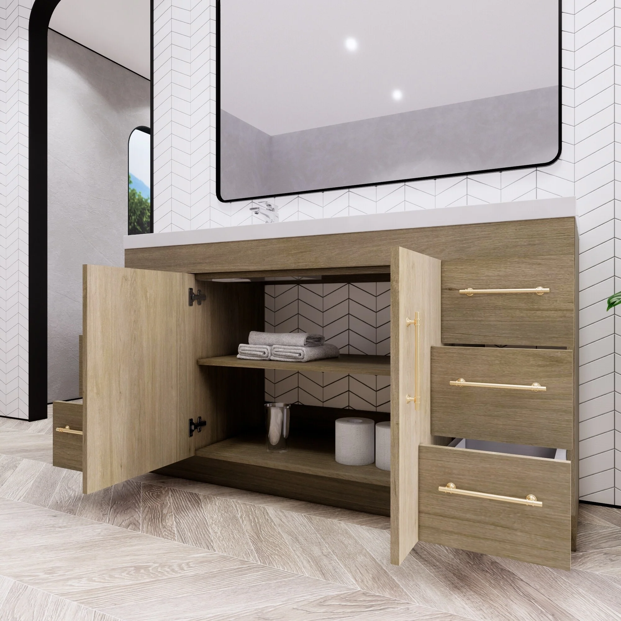 Eliza 60'' Freestanding Vanity with Single Sink on the Left