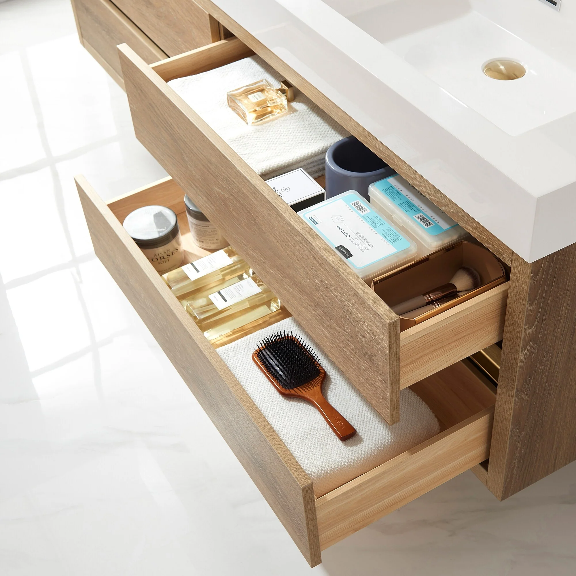 Palencia Double Floating Vanity with Composite Sink Top without Mirror