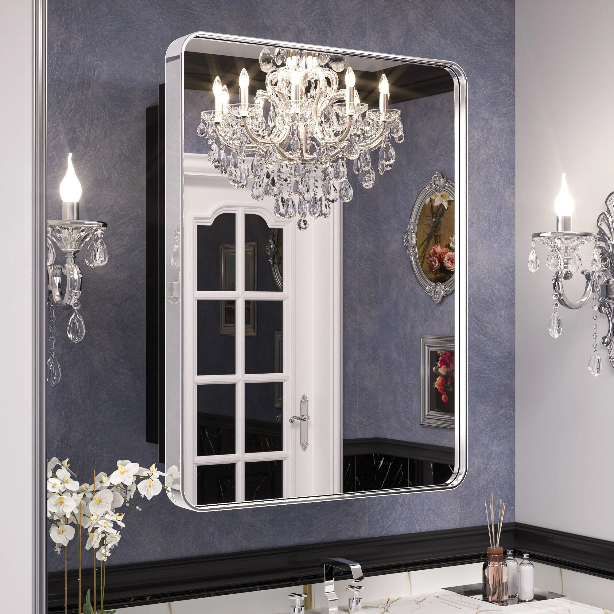 KEONJINN Medicine Cabinets for Bathroom with Mirror, Stainless Steel 1-3 Framed Doors