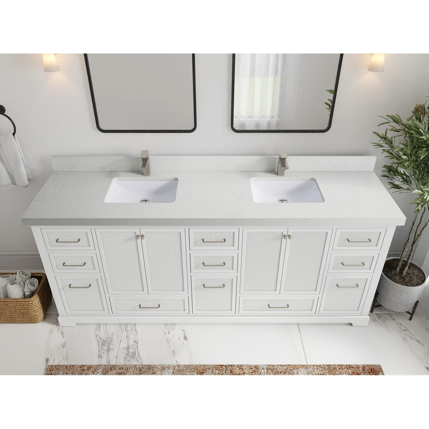Willow Collections 84 in. W x 22 in. D Alys Double Bowl Sink Bathroom Vanity with Countertop