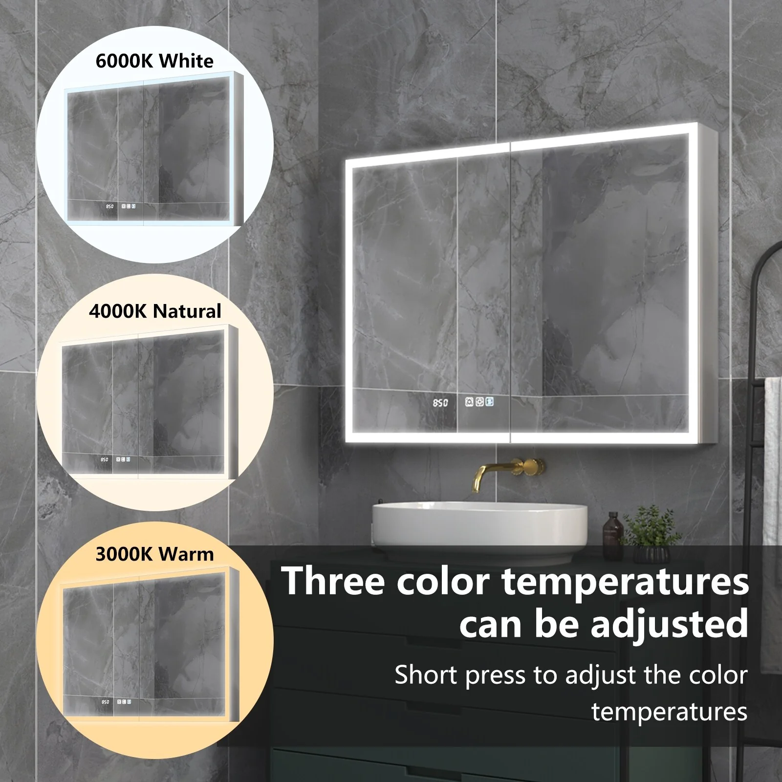 ExBrite Led Lighted Medicine Cabinet Recessed or Surface with Mirrors