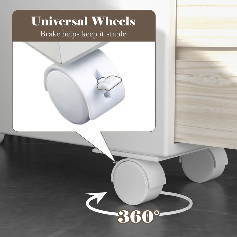 Freestanding Wooden Storage Cabinet with Storage Basket for Narrow Bathroom