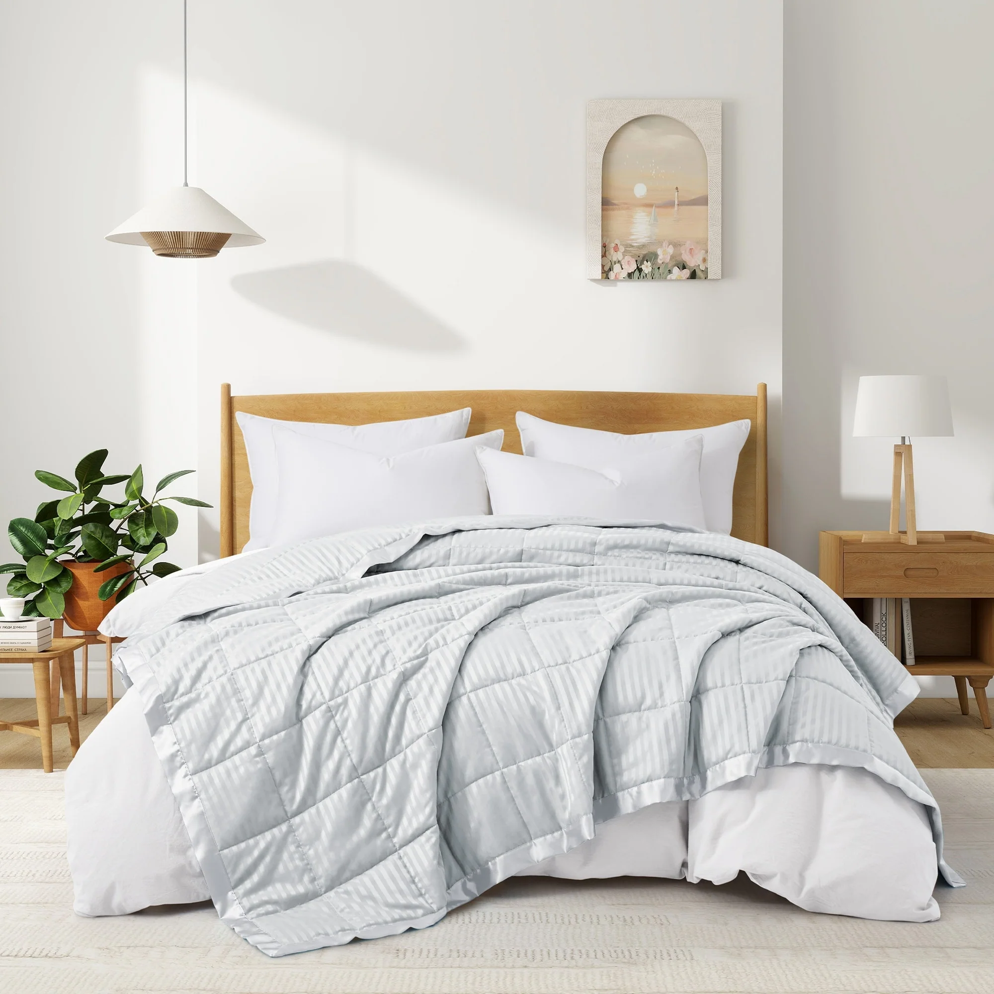 Hotel Quality Luxury All Season Jacquard Soft Bed Blanket with Satin Trim, Cozy and Warm