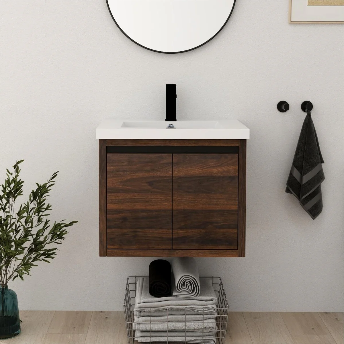 Bathroom Vanity With Sink In 24 Inch, Floating Bathroom Vanity With Soft Close Door