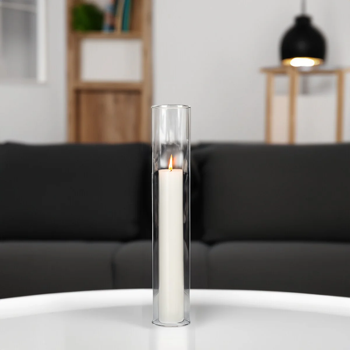 Clear Glass Cylinder Hurricane Chimney Tube, Candle Cover - 1 Piece
