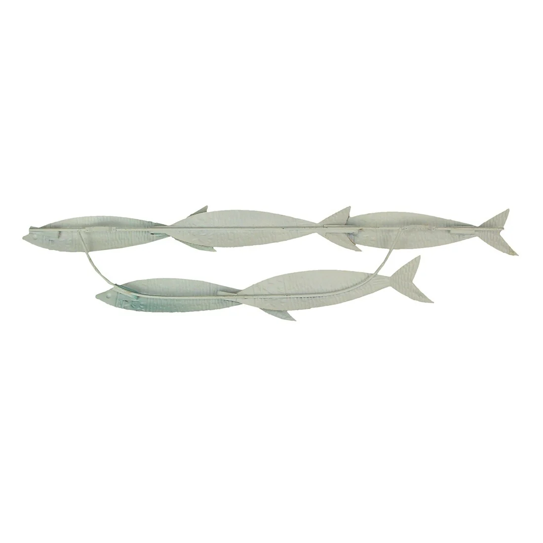 Zeckos 34 Inch Blue Metal School Of Fish Wall Sculpture Nautical Beach