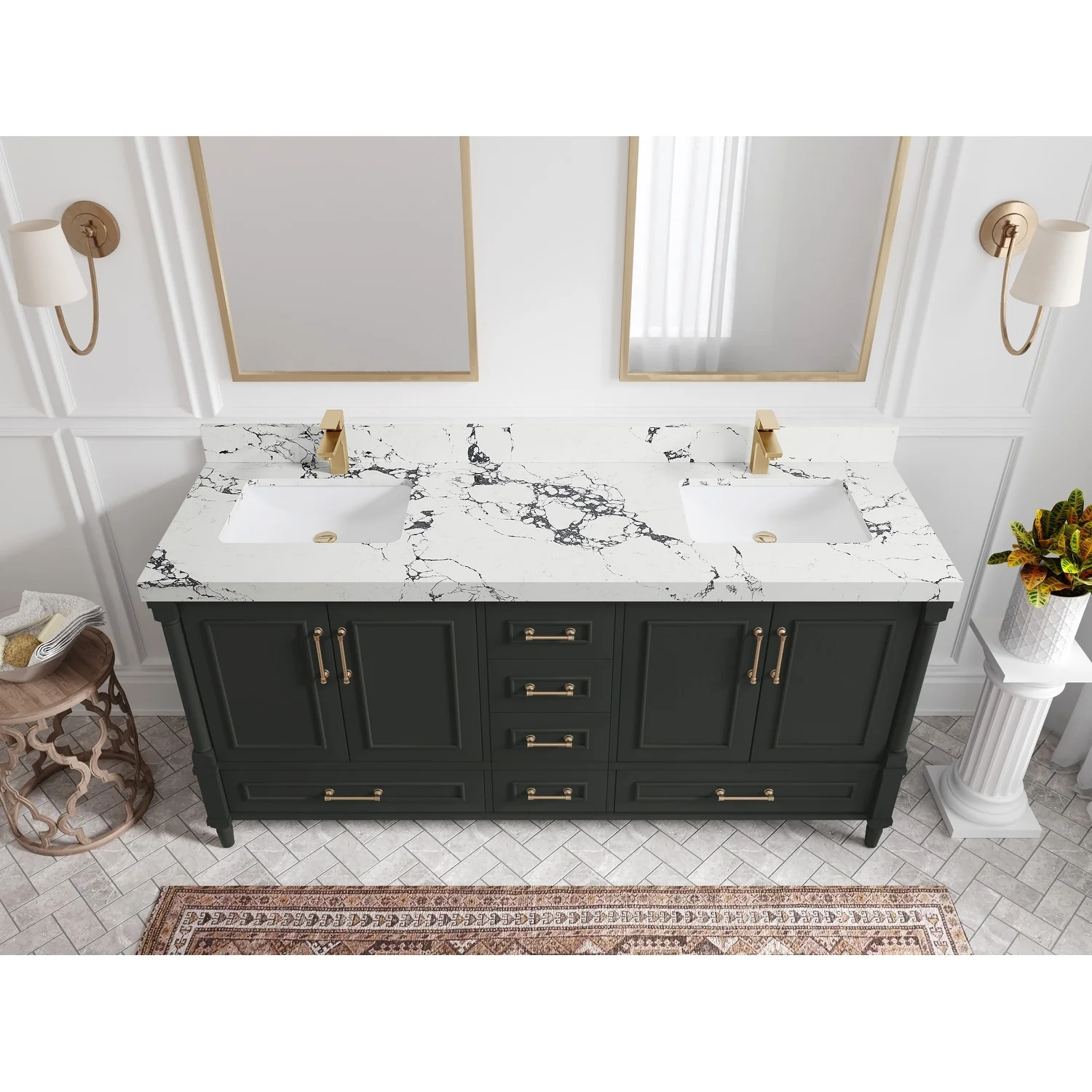 Willow Collections 72 in. W x 22 in. D Aberdeen Double Sink Bathroom Vanity with Countertops