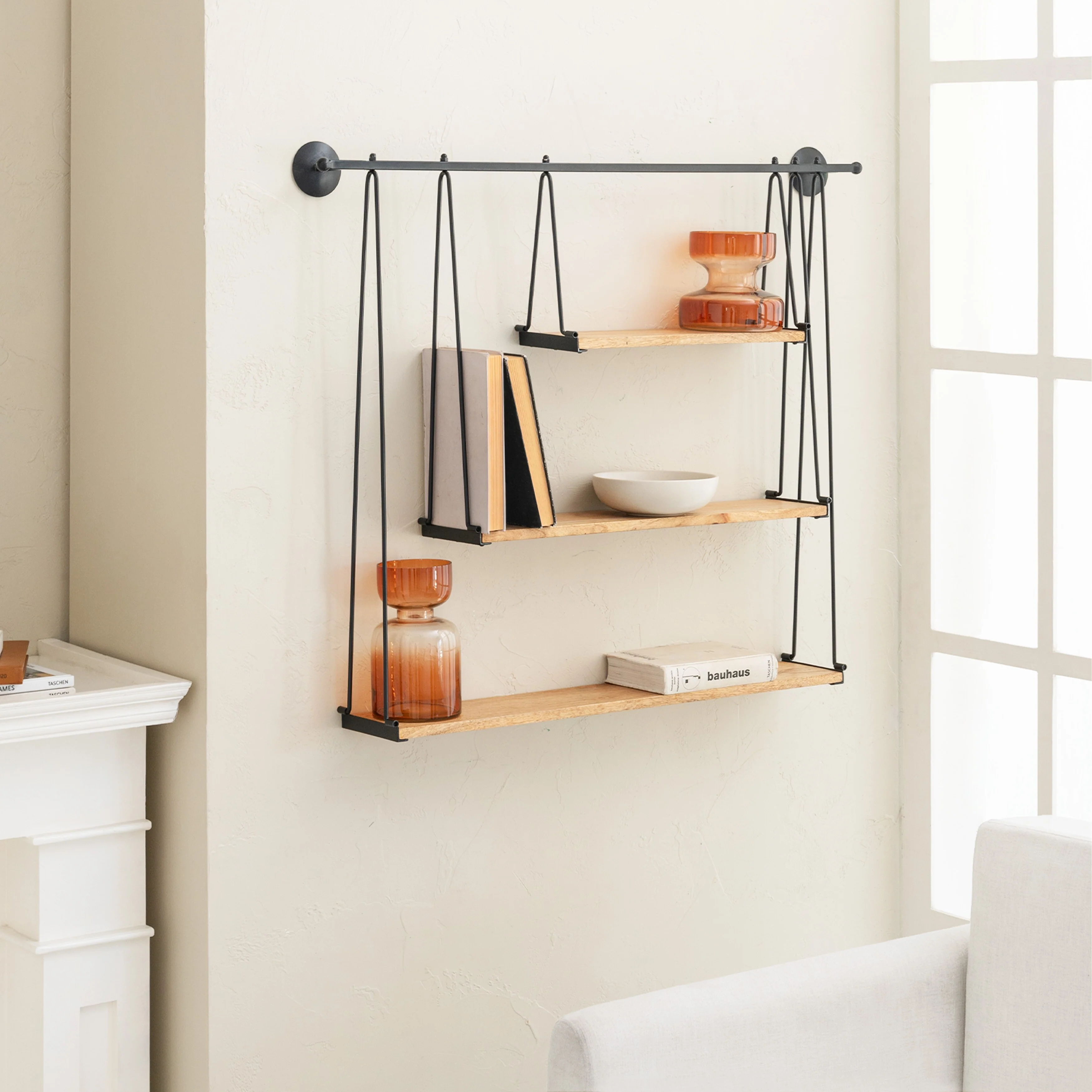 MH London Luna Three Tier Suspended Wall Shelf