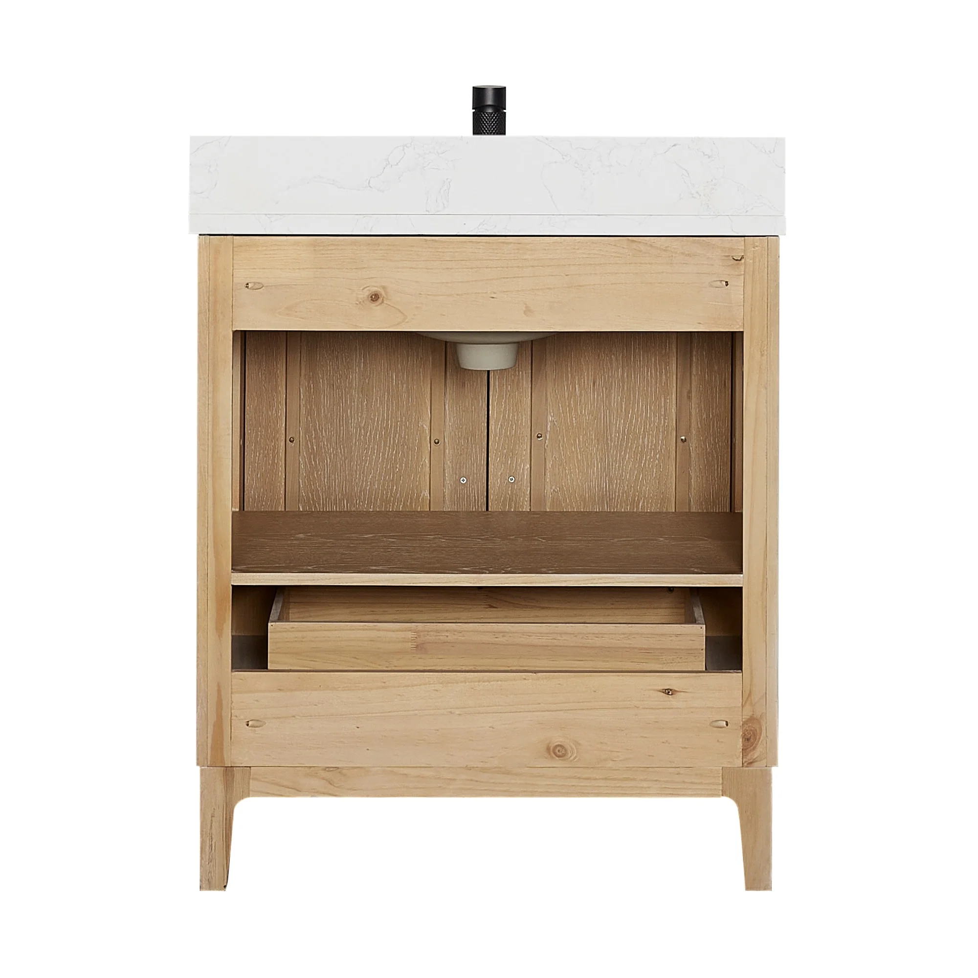 Gara Single Bath Vanity with Composite Stone Top and Mirror