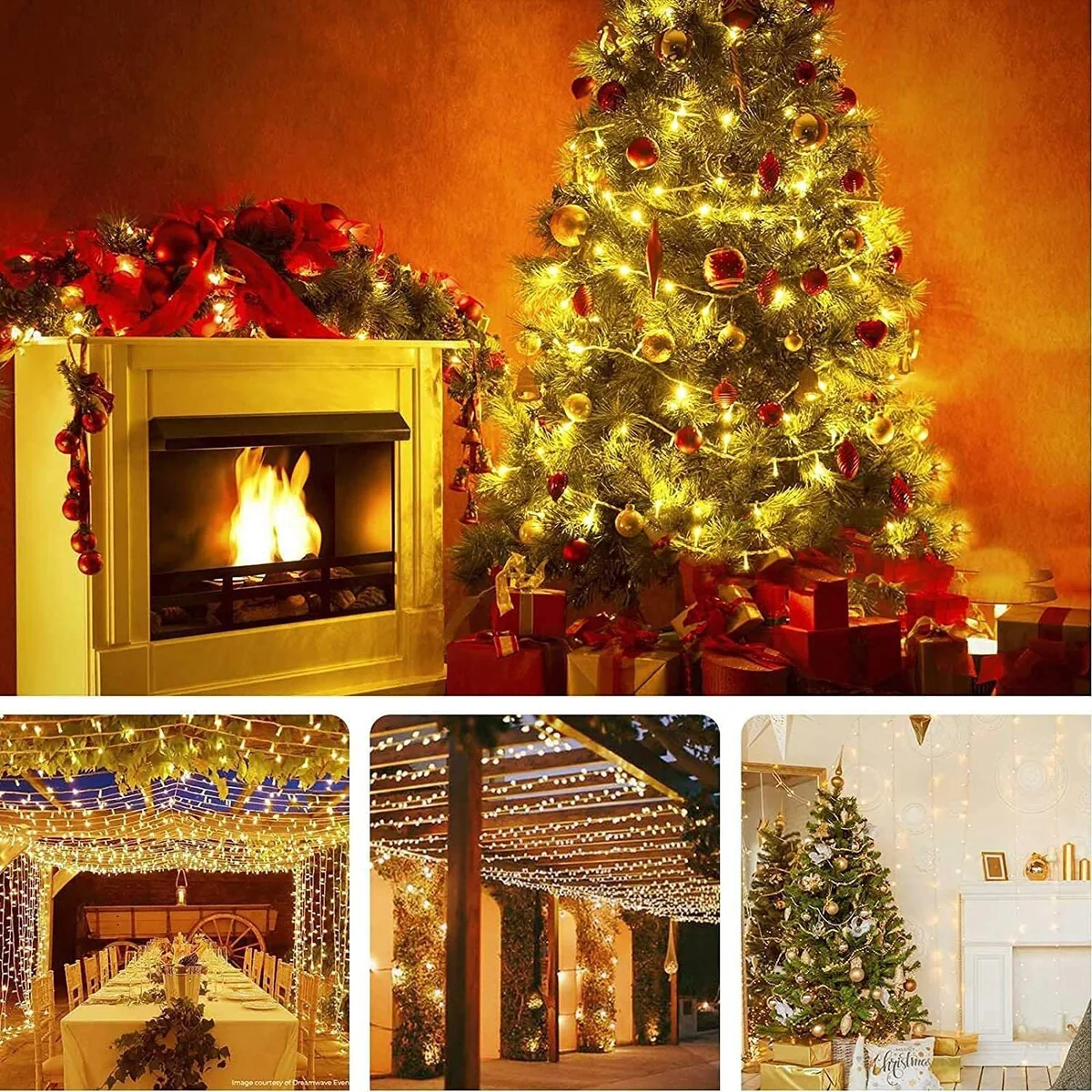 Extra-Long 66FT String Lights Outdoor/Indoor 200 LED (Warm White) - Yellow