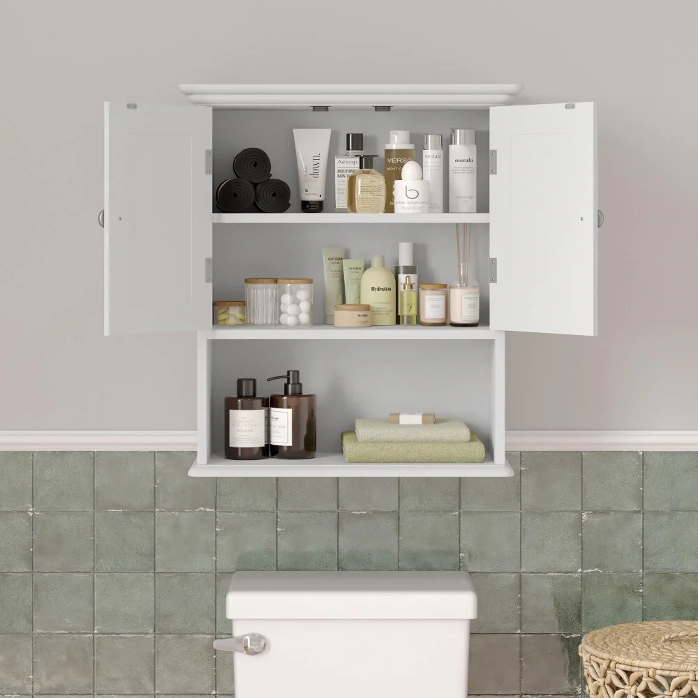 Wall-Mounted Medicine Cabinet Bathroom Storage Organizer with Shelves