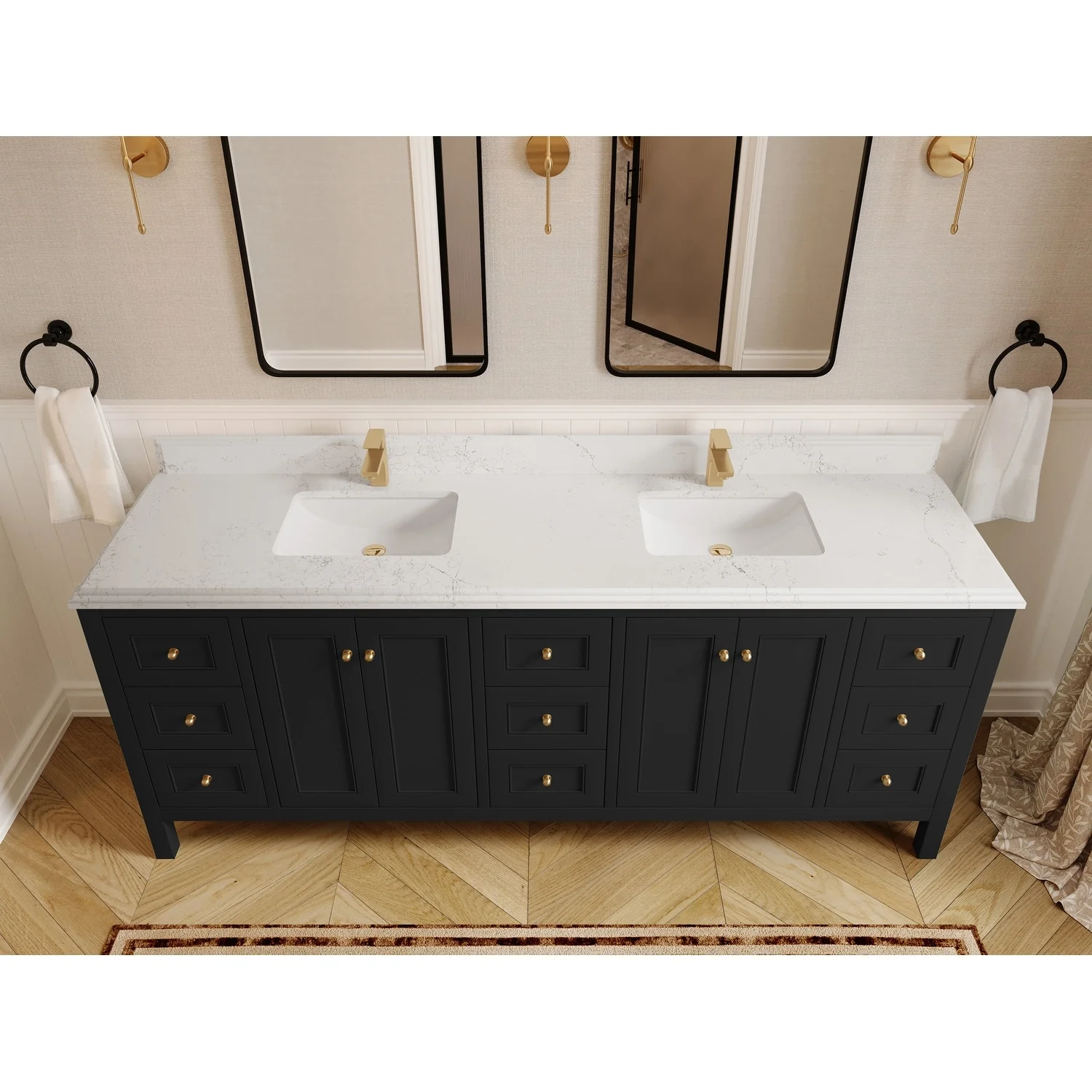 Willow Collections 84 in. W x 22 in. D Nashville Double Bowl Sink Bathroom Vanity with Countertop