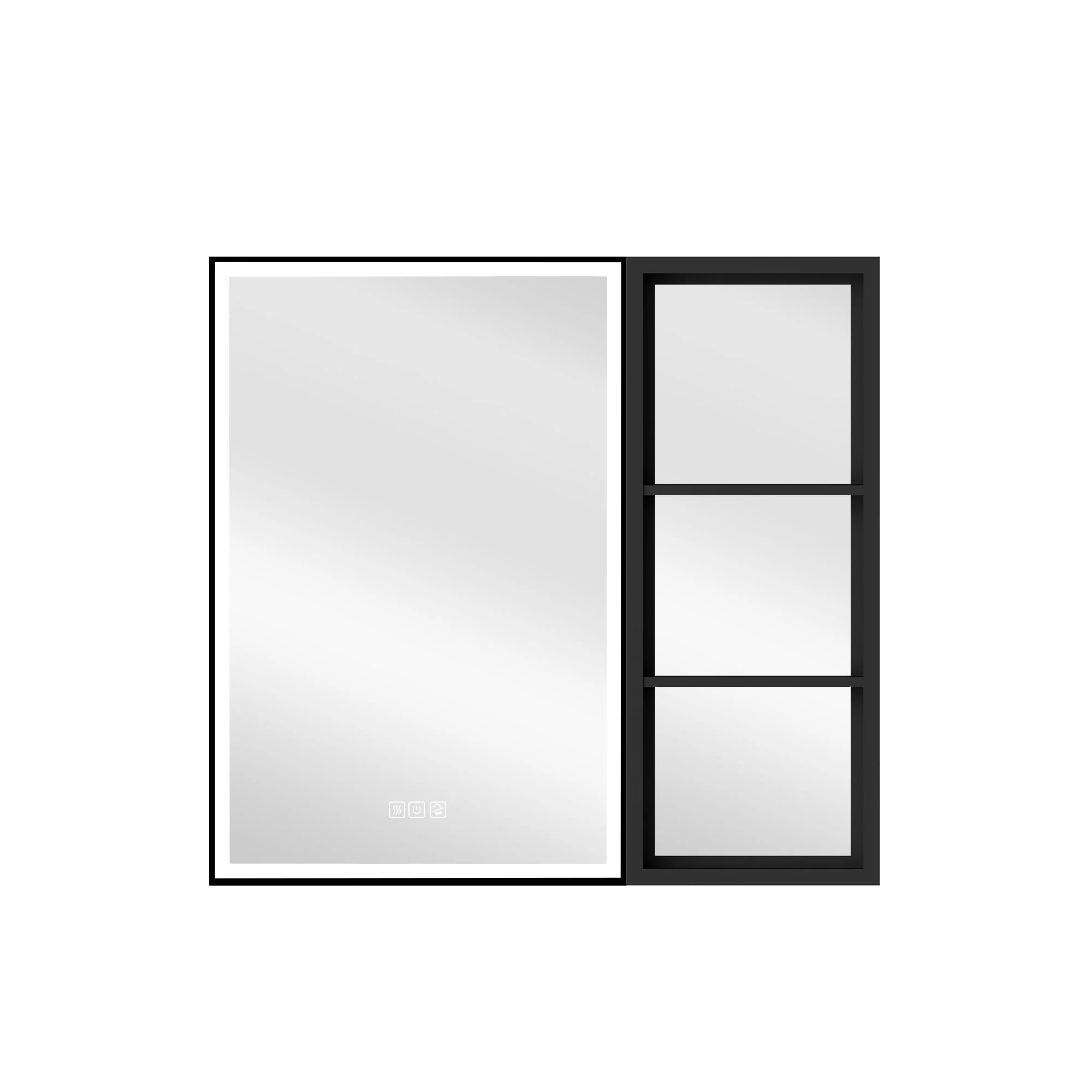 30 in. H Recessed or Surface Wall Mounted LED Mirror Cabinet With Black Side Cabinet