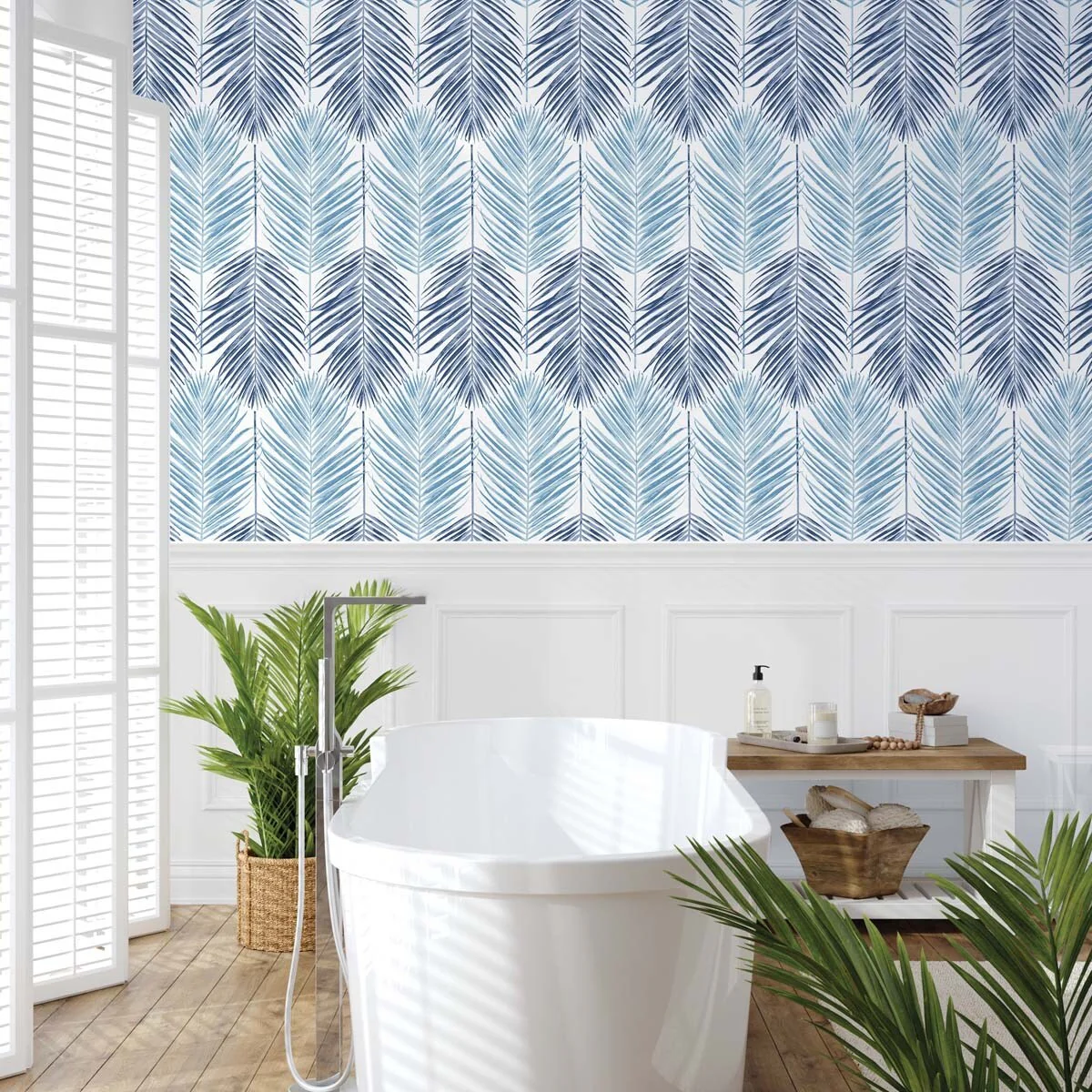 NextWall Two Toned Palm Peel and Stick Wallpaper