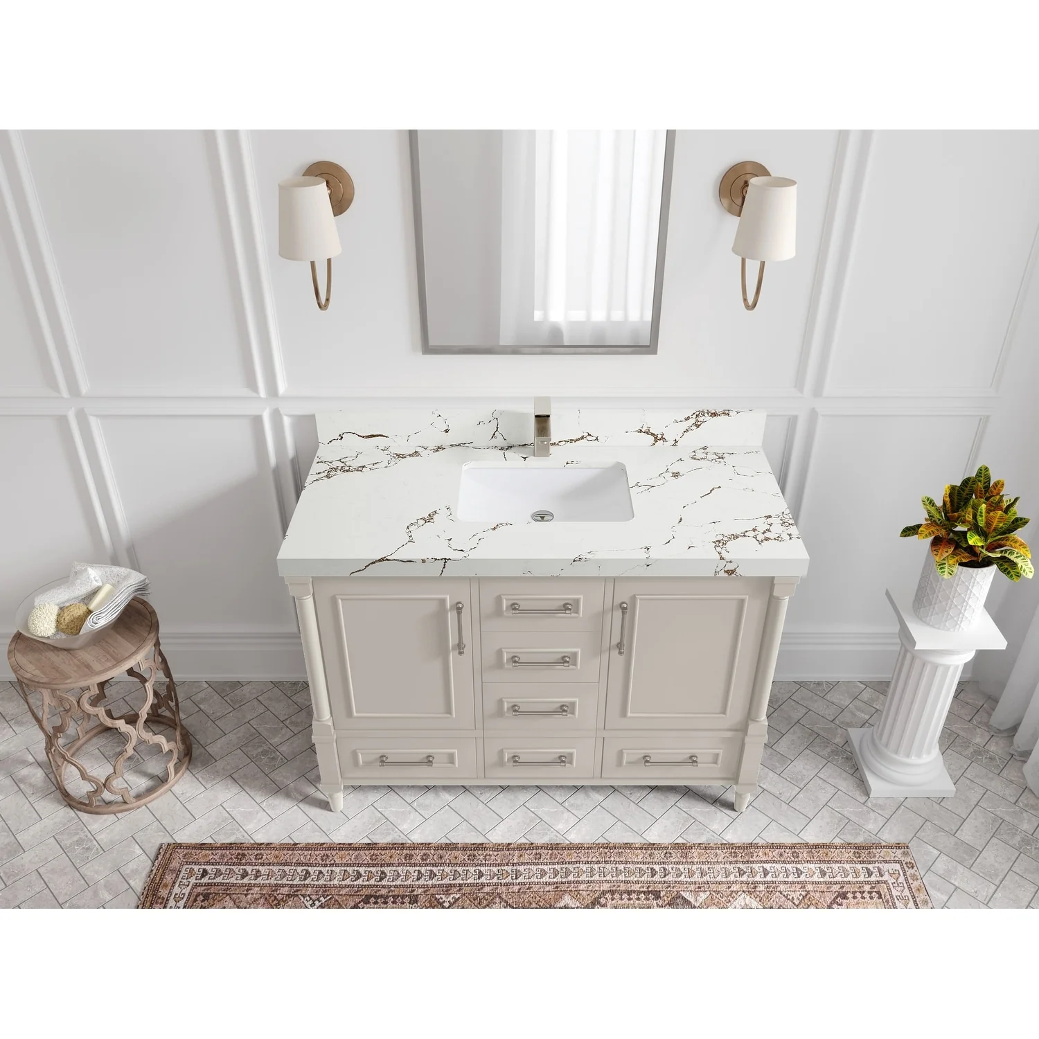 Willow Collections 48 in. W x 22 in. D Aberdeen Single Bowl Sink Bathroom Vanity with Countertop