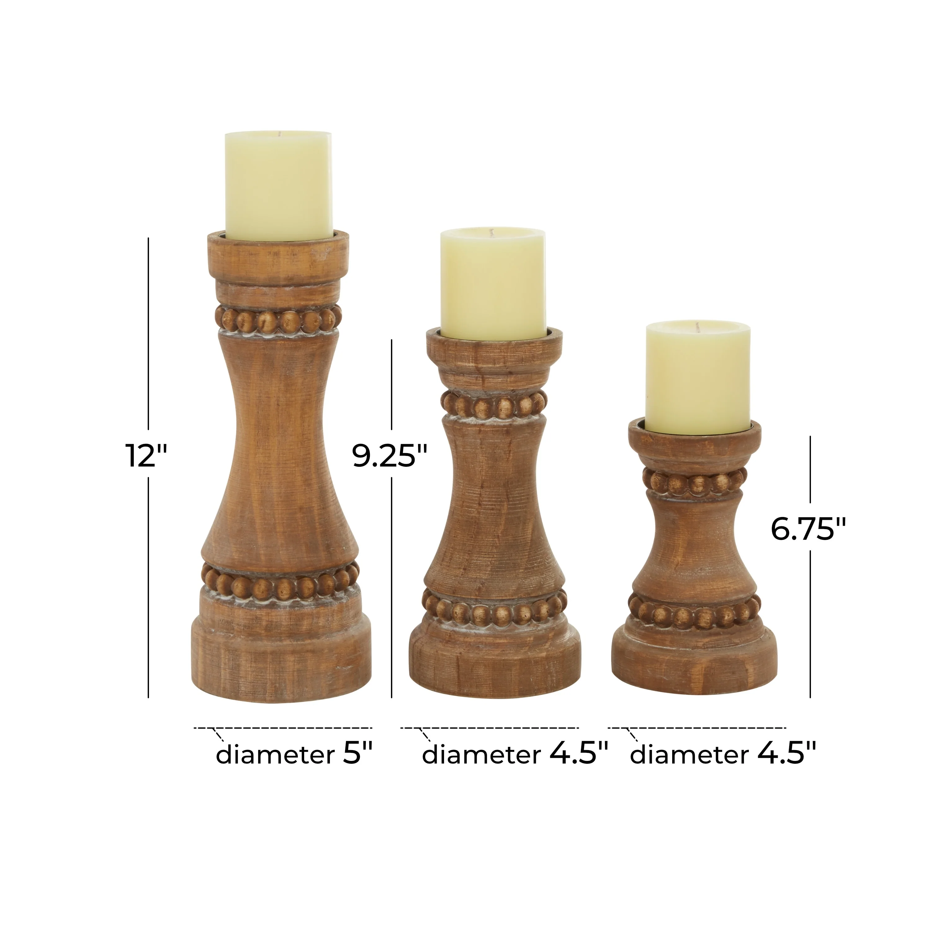 Wood Farmhouse Candle Holder (Set of 3) - S/3 12