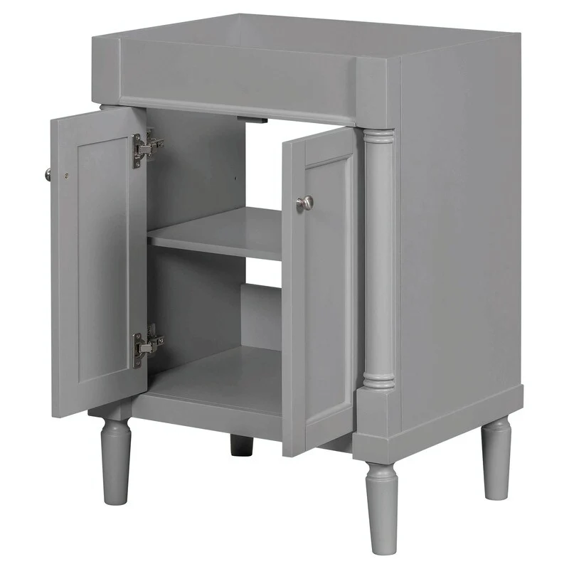 24'' Bathroom Vanity with Top Sink: Modern 2-Tier Storage Cabinet, Single Sink, Large Shelves