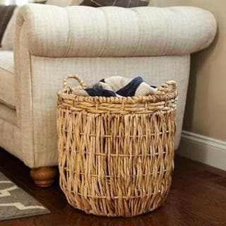 Household Essentials Tall Banana Leaf Floor Basket with Handles