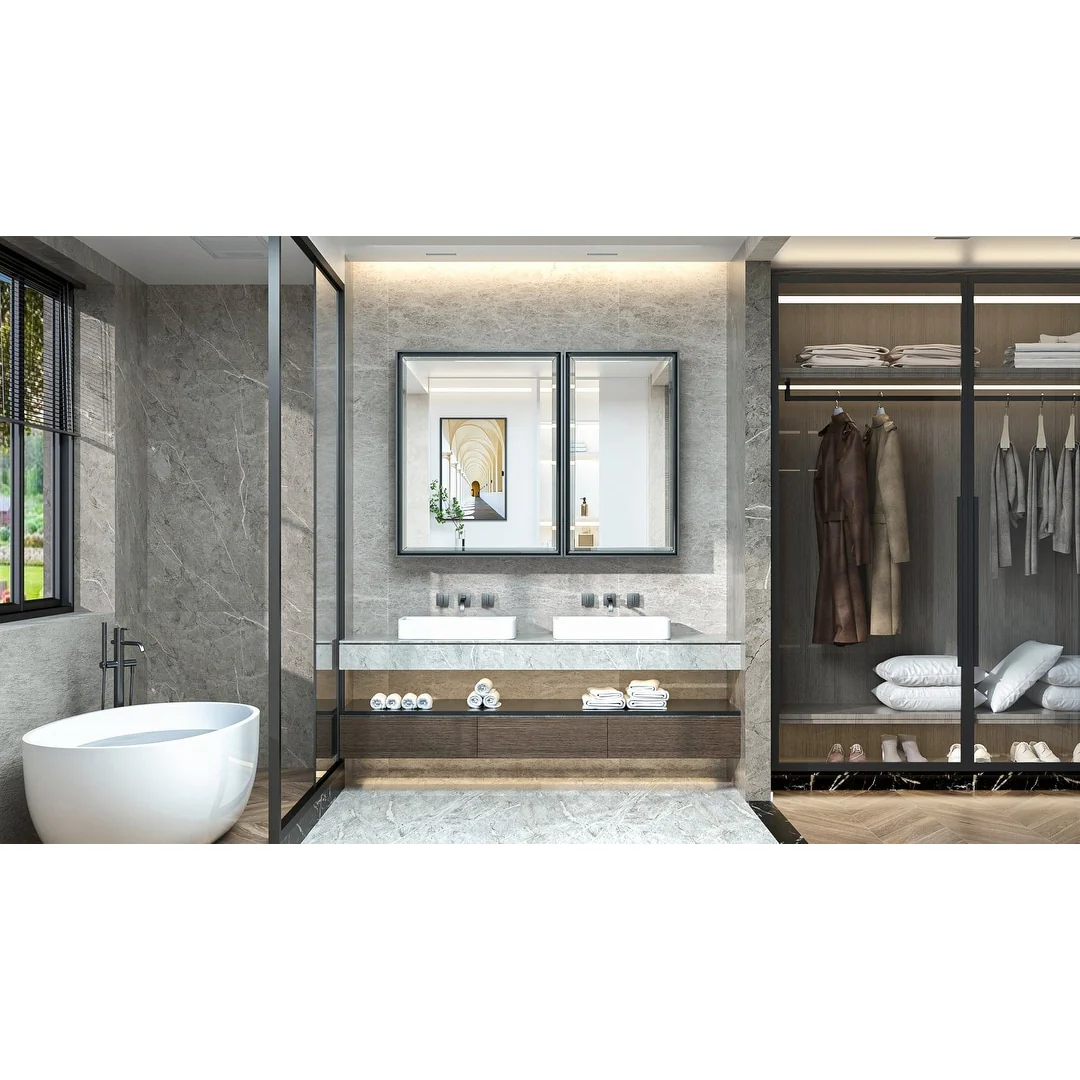 TokeShimi Medicine Cabinets for Bathroom with Mirror, Beveled Framed