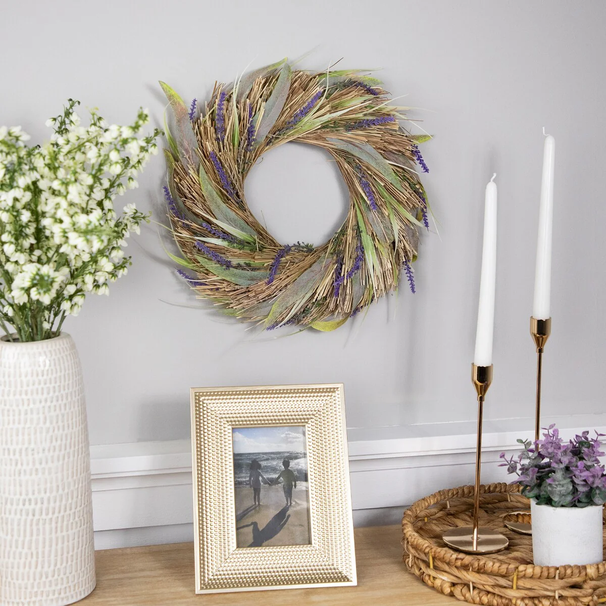 Artificial Grass and Lavender Spring Wreath - 14