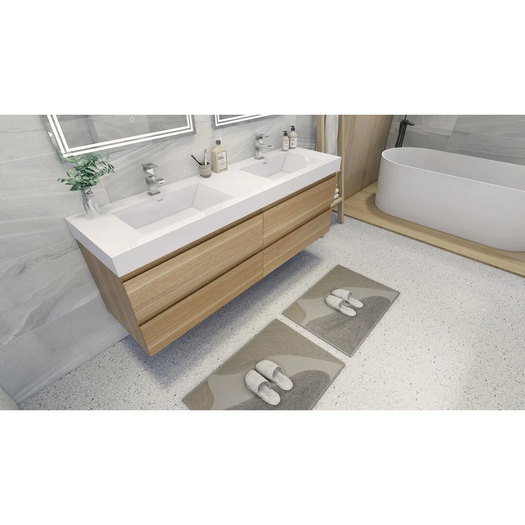 Baillie 72'' Wall-Mounted Vanity with Double Reinforced Acrylic Sink