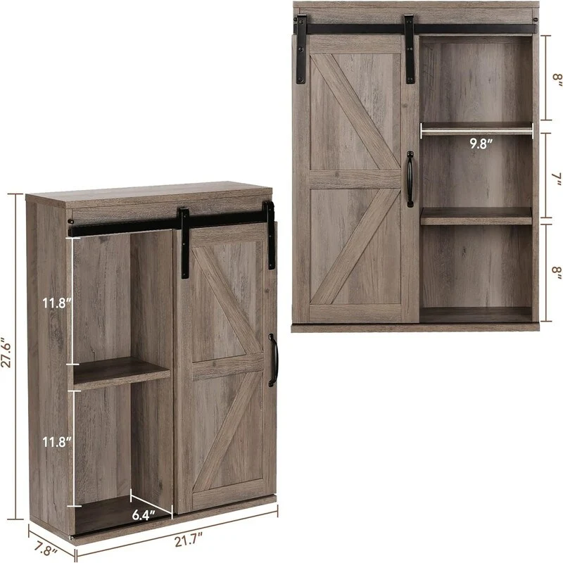 Wood Wall Storage Bathroom Cabinet - 21.7