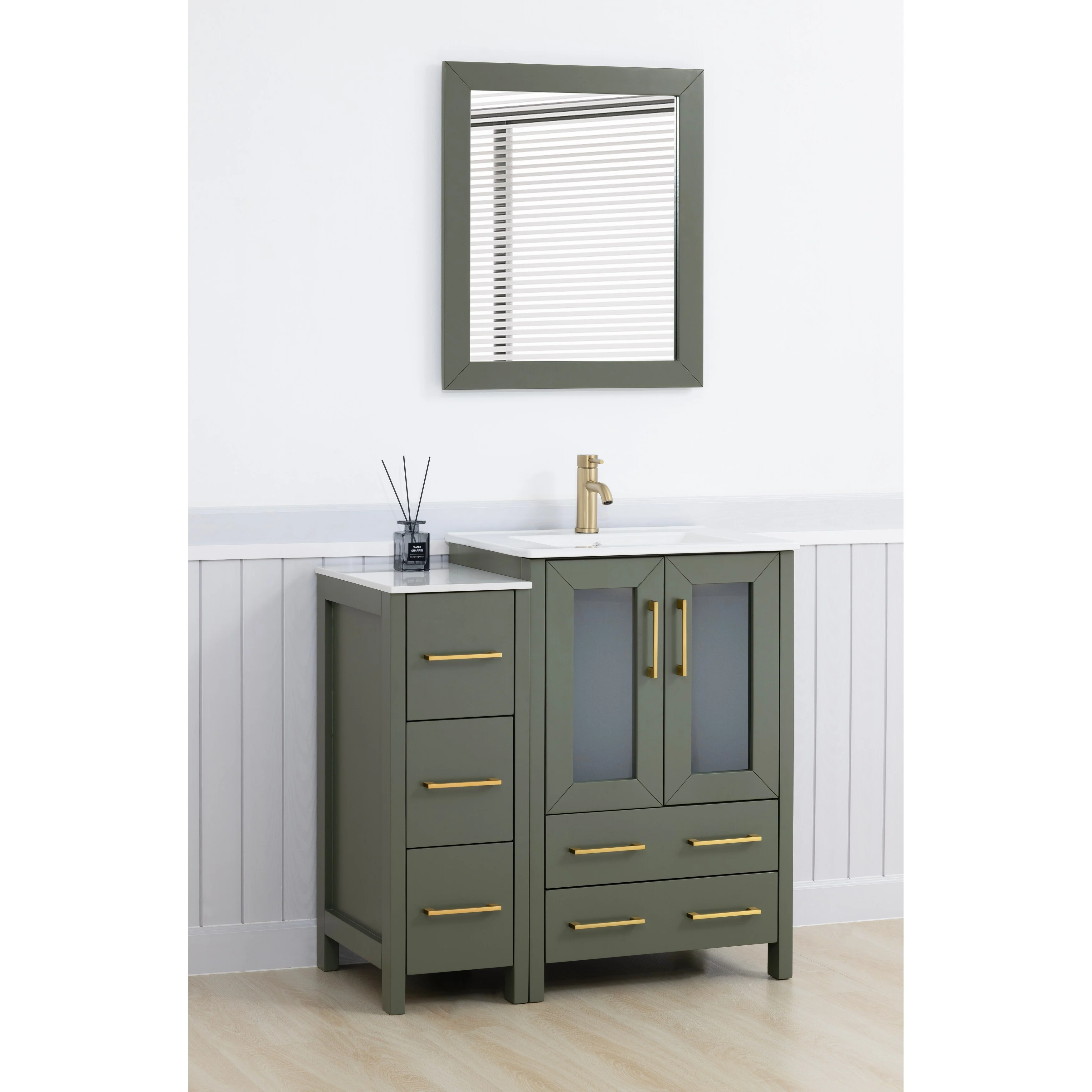 Vanity Art 36-Inch Single Sink Bathroom Vanity with Top & Free Mirror - 36 X 18.1 X 35.8