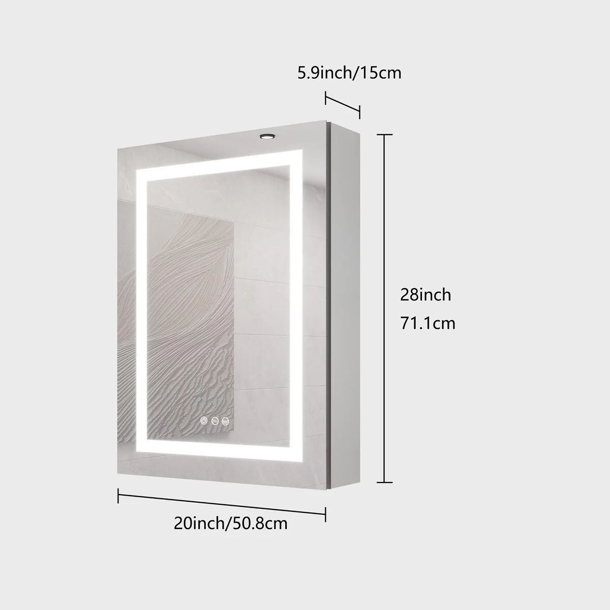 Bathroom Medicine Cabinet with Mirror Wall Mounted LED Bathroom Mirror Cabinet with Lights, Anti-Fog,Storage Shelves