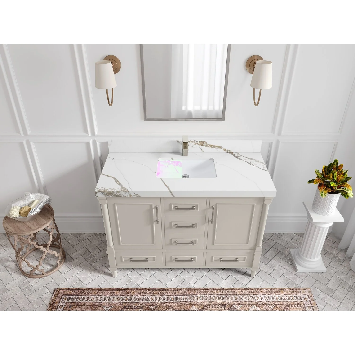 Willow Collections 48 in. W x 22 in. D Aberdeen Single Bowl Sink Bathroom Vanity with Countertop
