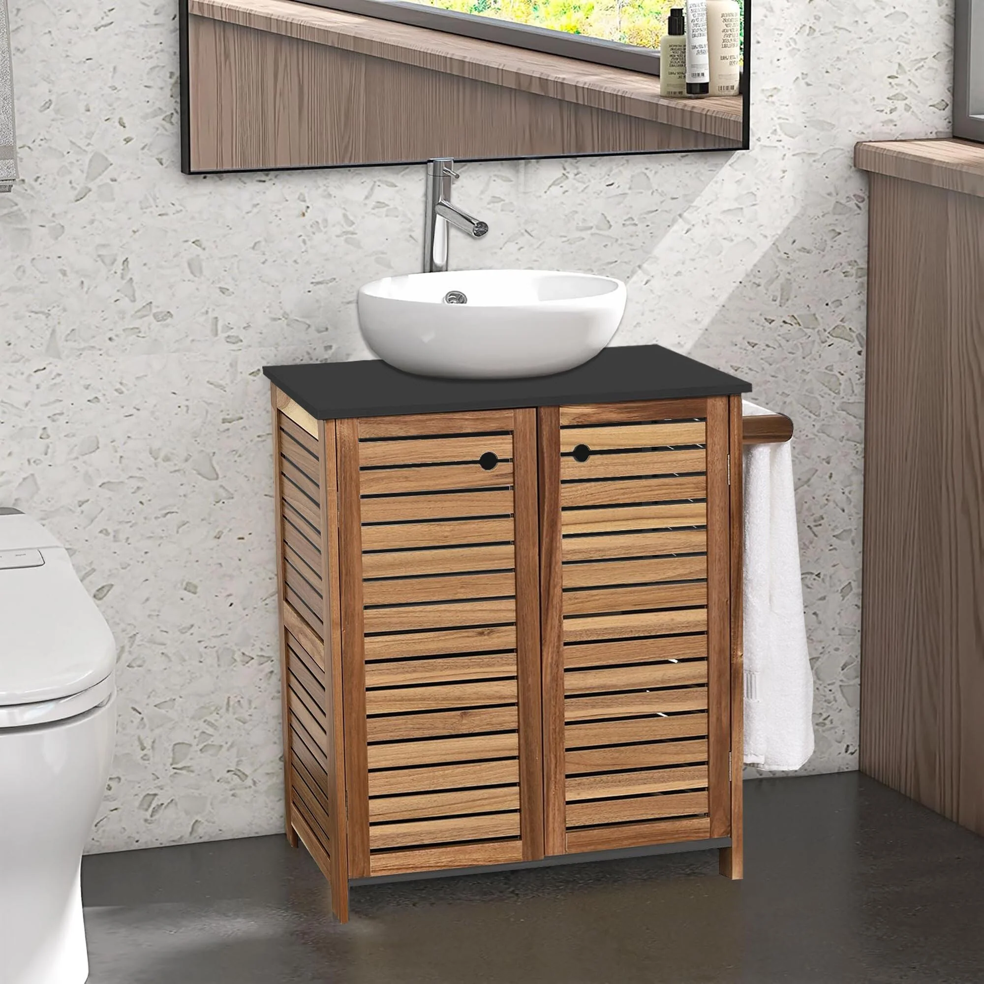Under Sink Cabinet with U-Shaped Cut-Out with Towel Holder - 27