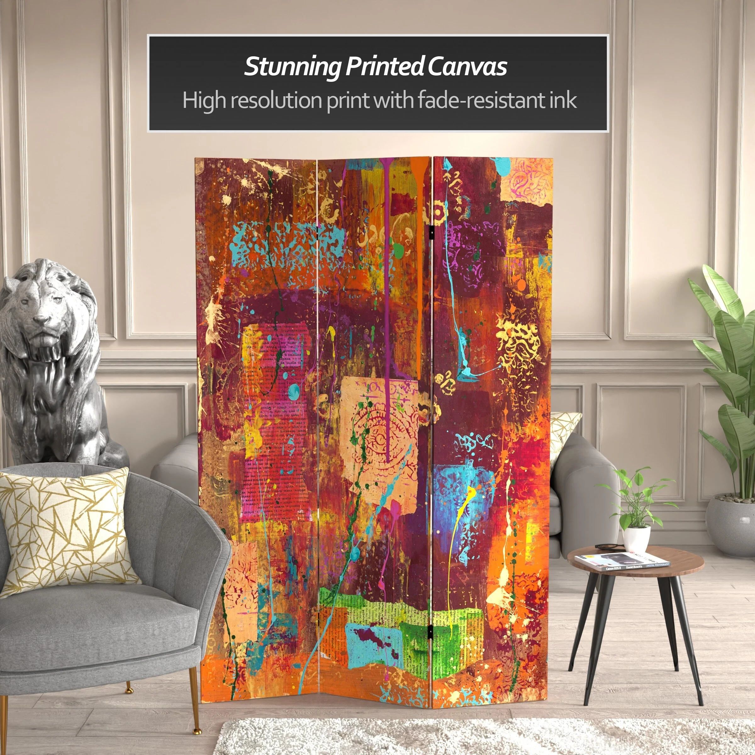 India-inspired Double-sided Canvas Room Divider