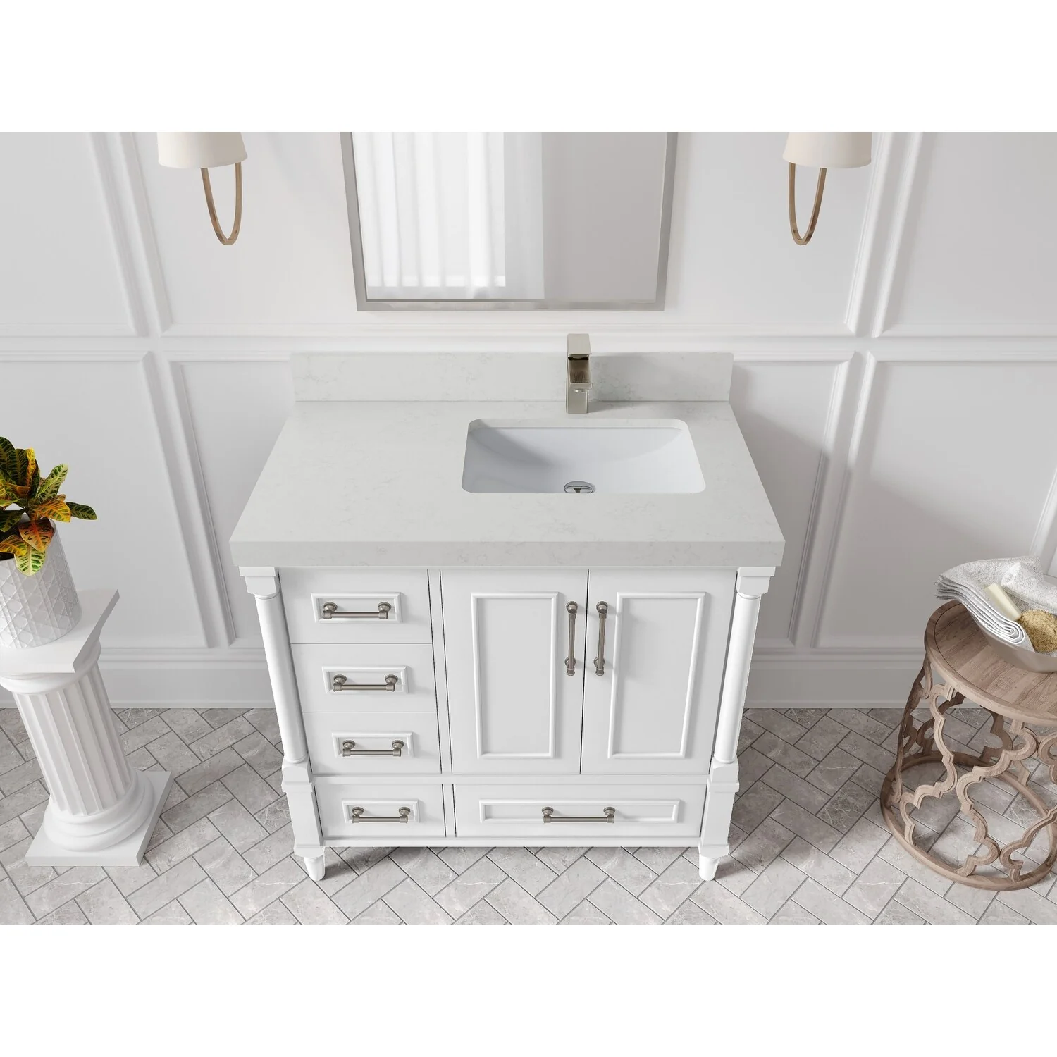Willow Collections 36 in. W x 22 in. D Aberdeen Right Offset Sink Bathroom Vanity with Countertop